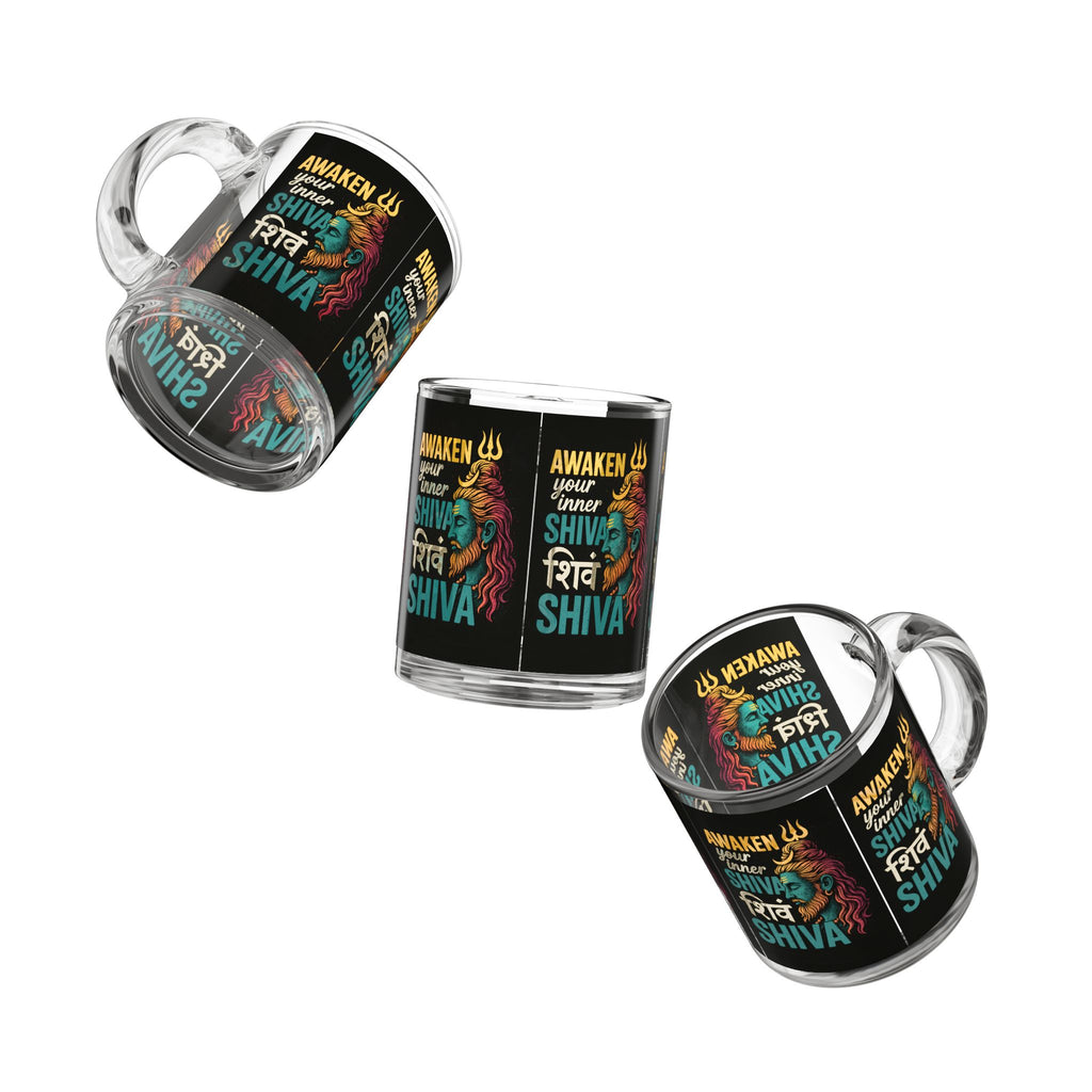 Glass Mug — "Awaken Your Inner Shiva" Spiritual Coffee Cup