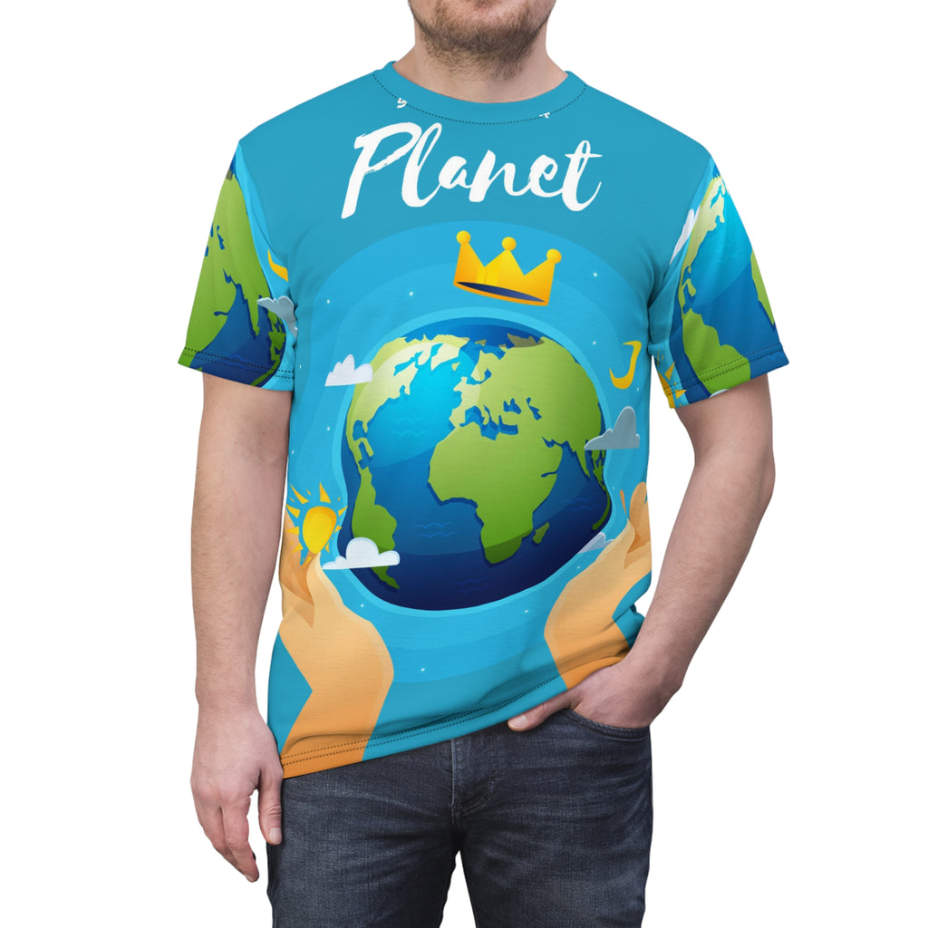 Planet Crown Graphic Tee – Earth Lover All-Over Print Shirt