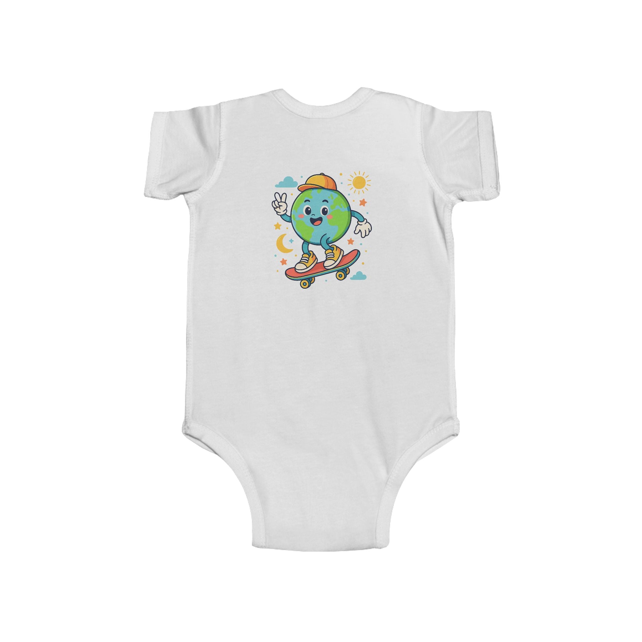 Skateboarding Earth Infant Bodysuit - Cute Baby Outfit, Eco-Friendly Gift, Toddler Apparel, Birthday Gift, New Parent Essentials
