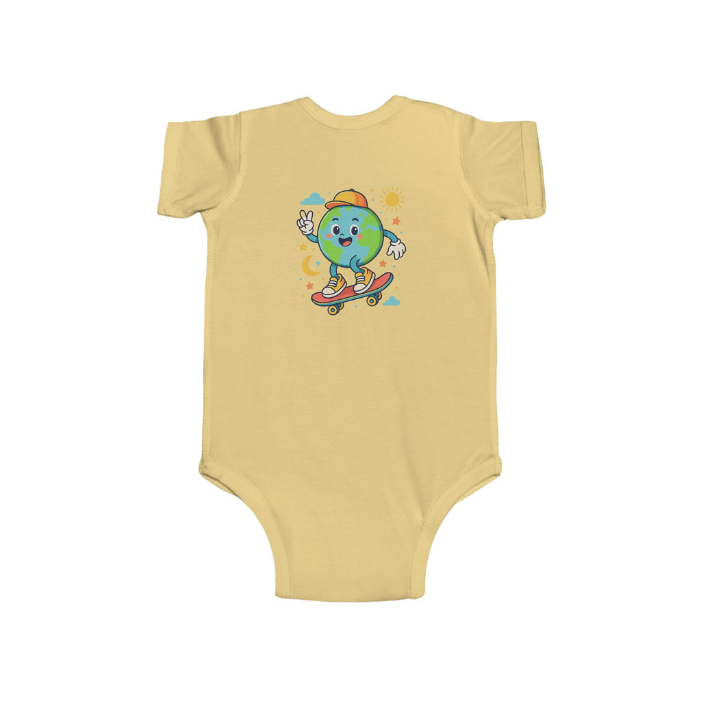 Skateboarding Earth Infant Bodysuit - Cute Baby Outfit, Eco-Friendly Gift, Toddler Apparel, Birthday Gift, New Parent Essentials