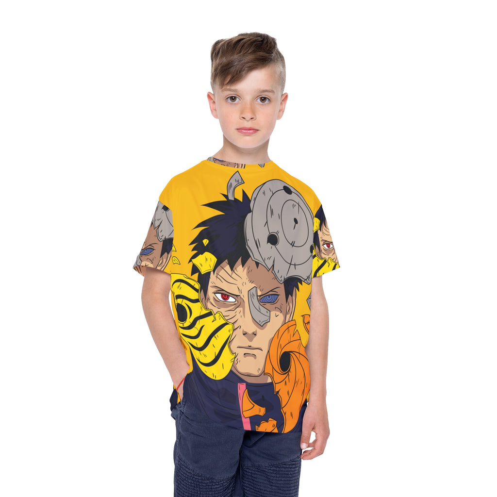 Kids Anime Soccer Jersey — Yellow Ninja Mask Design (All-Over Print)