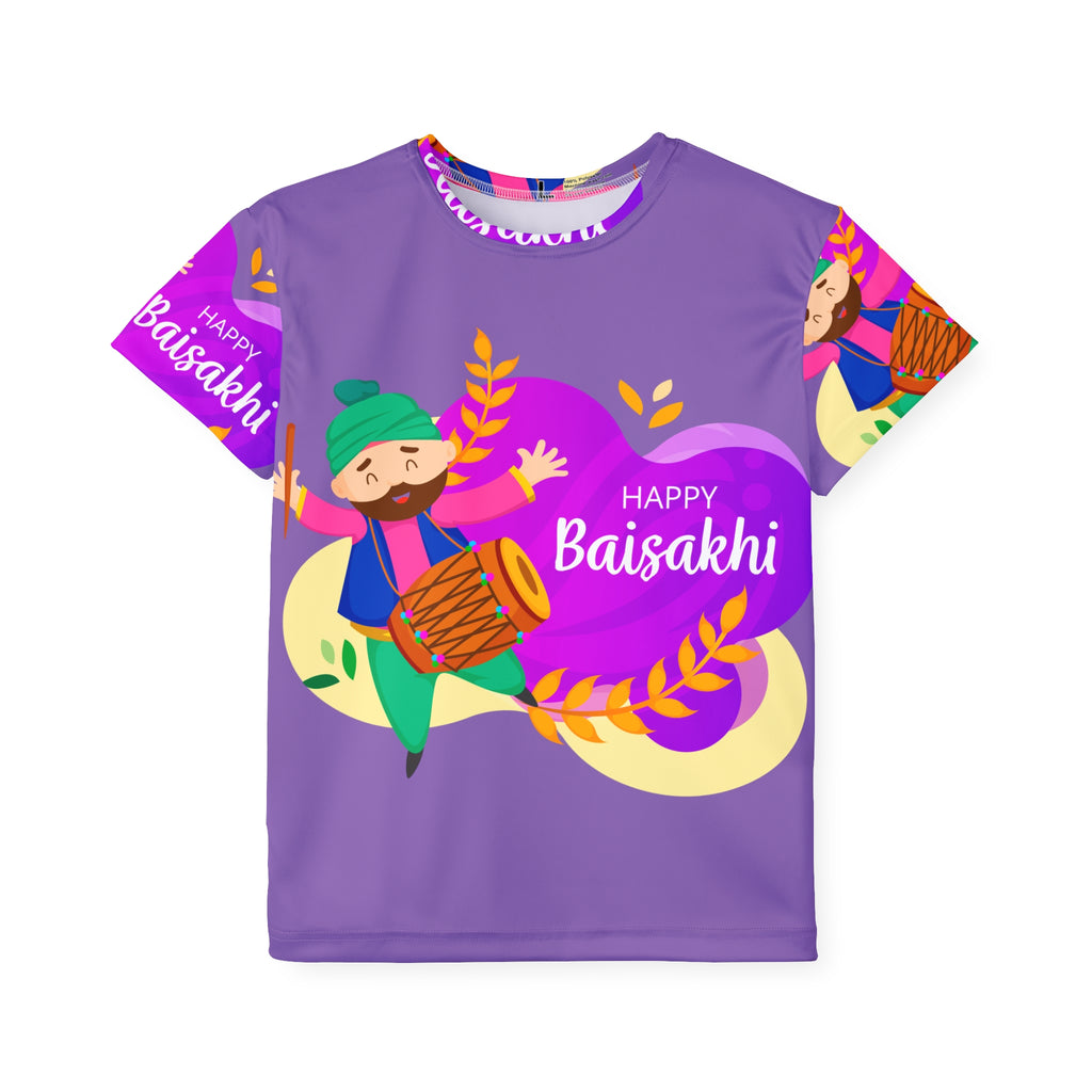 Kids Baisakhi T‑Shirt — Happy Baisakhi Punjabi Dhol Celebration Jersey