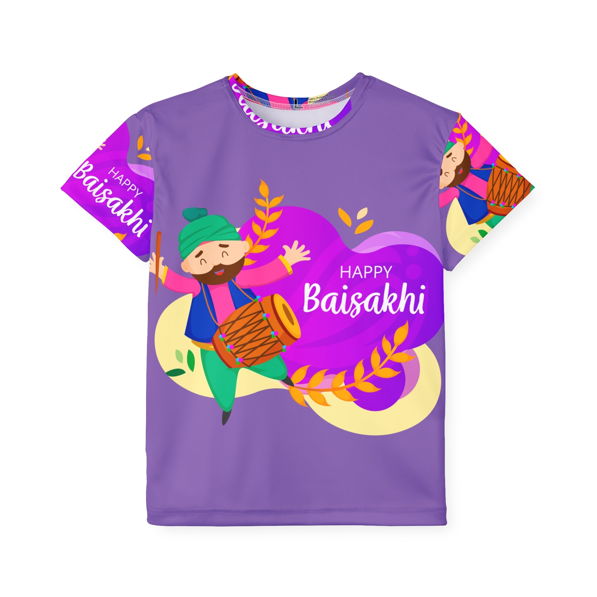 Kids Baisakhi T‑Shirt — Happy Baisakhi Punjabi Dhol Celebration Jersey