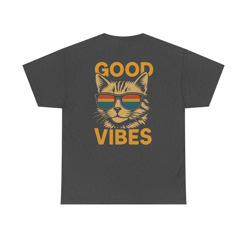 Good Vibes Cat Tee, Unisex Cotton T-Shirt, Summer Casual Top, Gift for Cat Lovers, Fun Pet Shirt, Chill Vibes Outfit