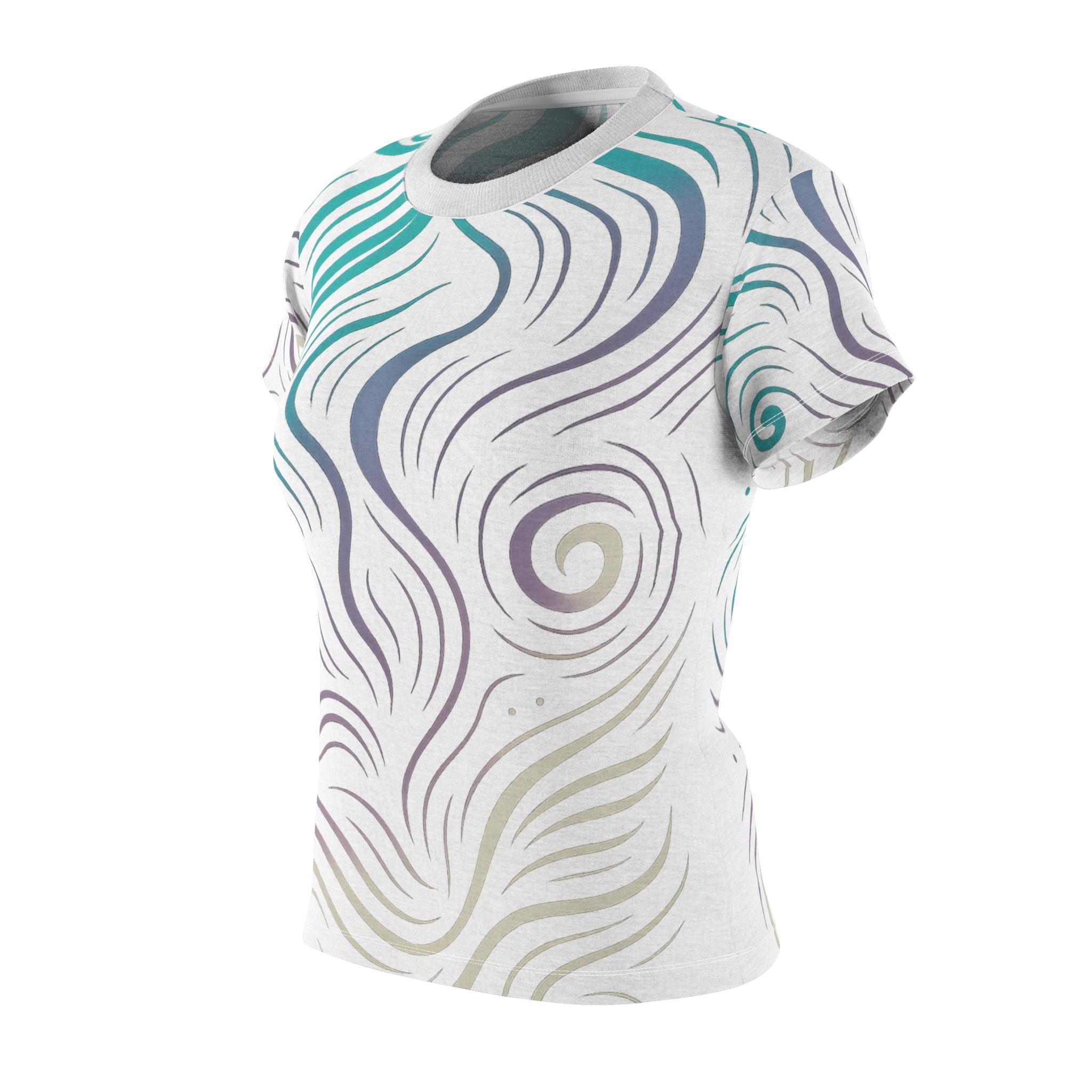Whimsical Swirl Women's Cut & Sew Tee, Unique Patterned T-Shirt, Casual Outfit, Gift for Her, Summer Style, Boho Fashion