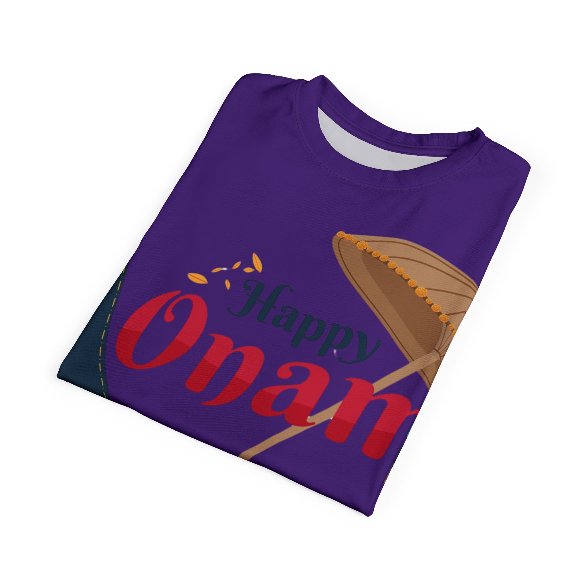 Happy Onam Tee — Decorative Boat & Parasol Kerala Festival T-Shirt
