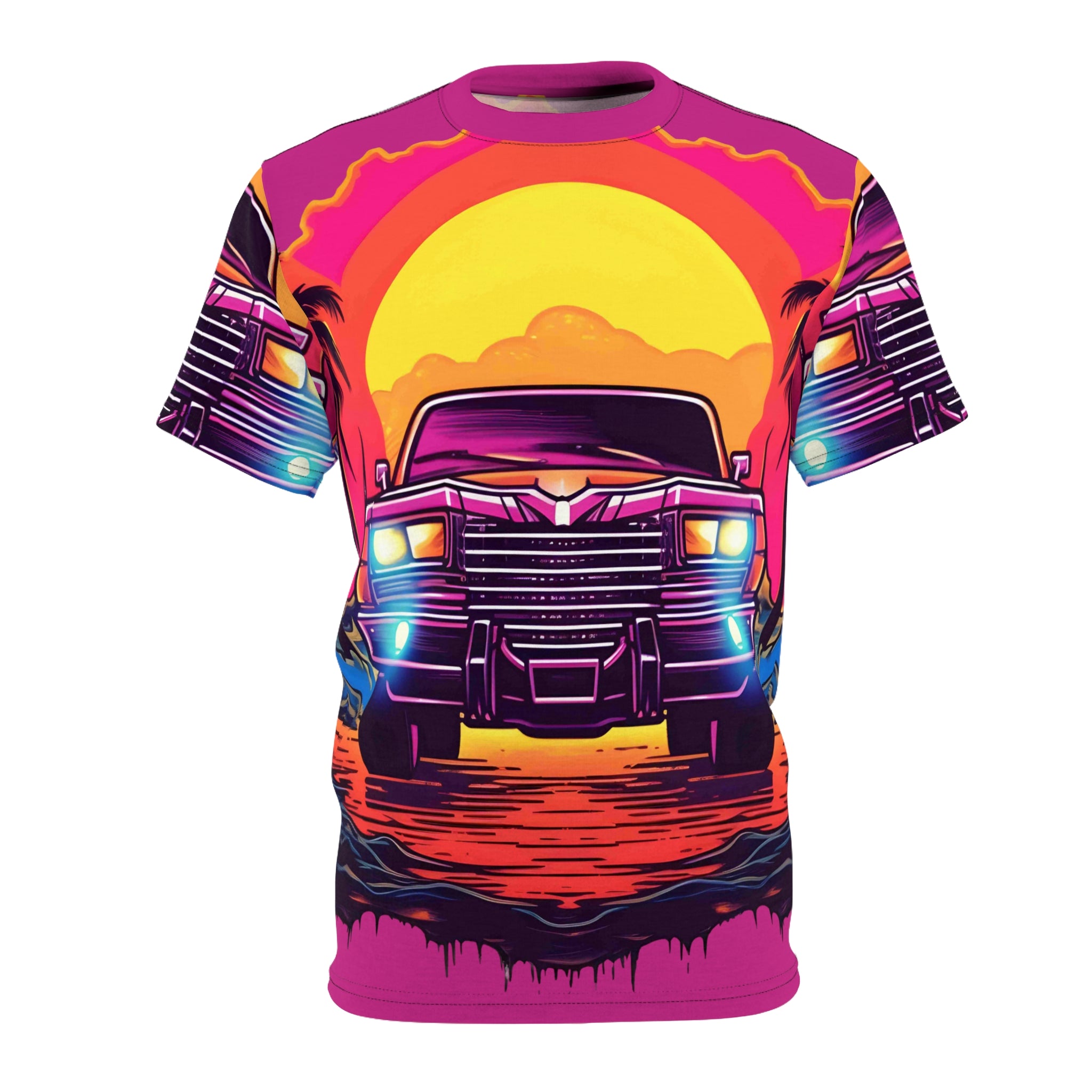 Retro Sunset Graphic Tee - Unisex AOP T-Shirt