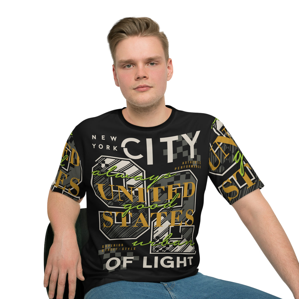 Men's Graphic Loose T-Shirt - New York City & States of Light Design