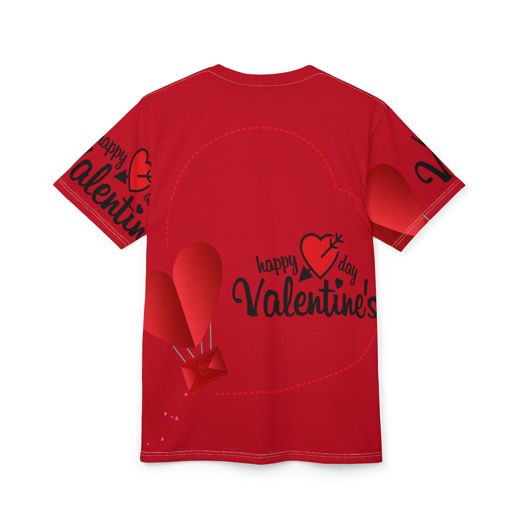 Valentine's Day Red Tee — "Happy Valentine's Day" Heart Balloon Shirt