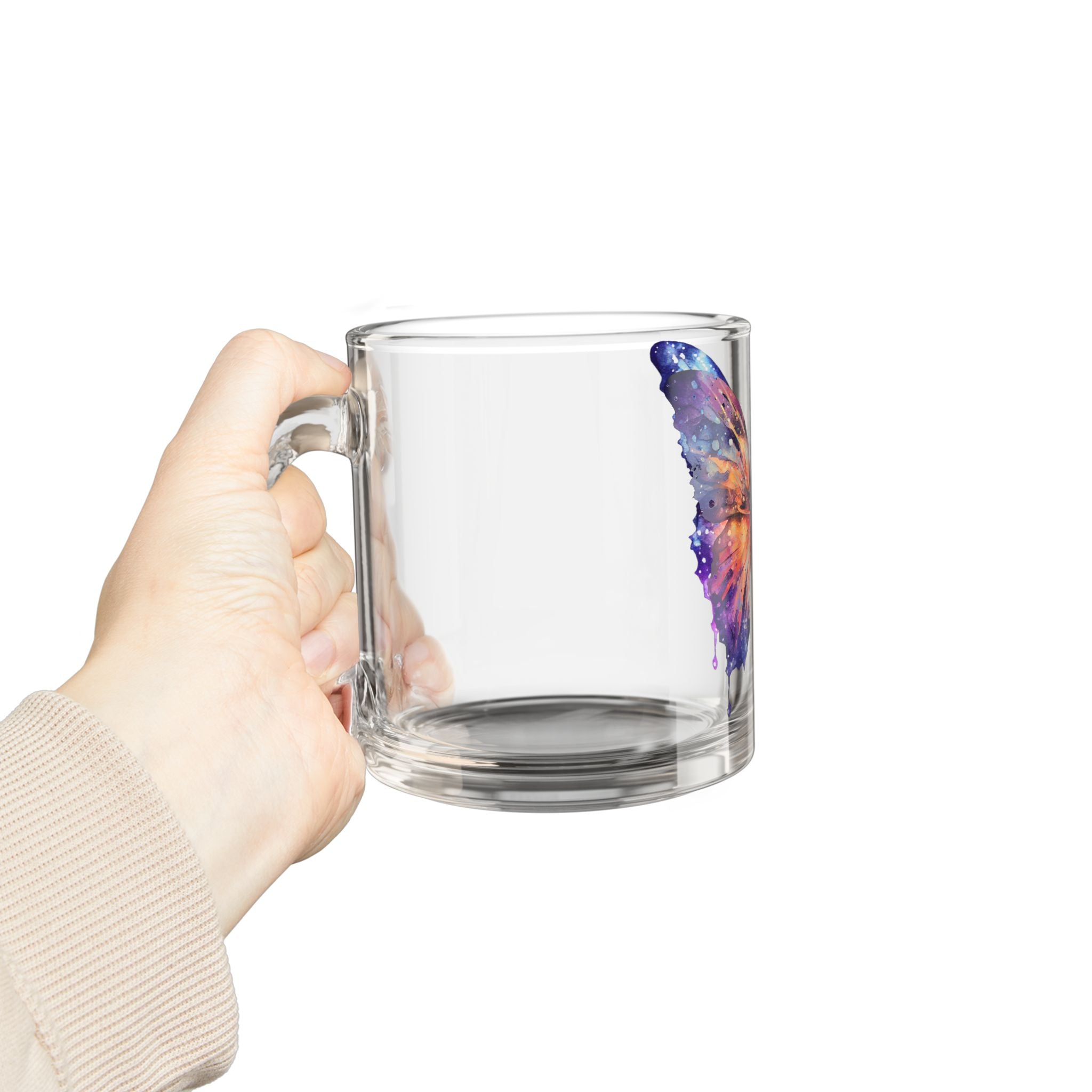 0oz Glass Mug  Watercolor Butterfly Cup