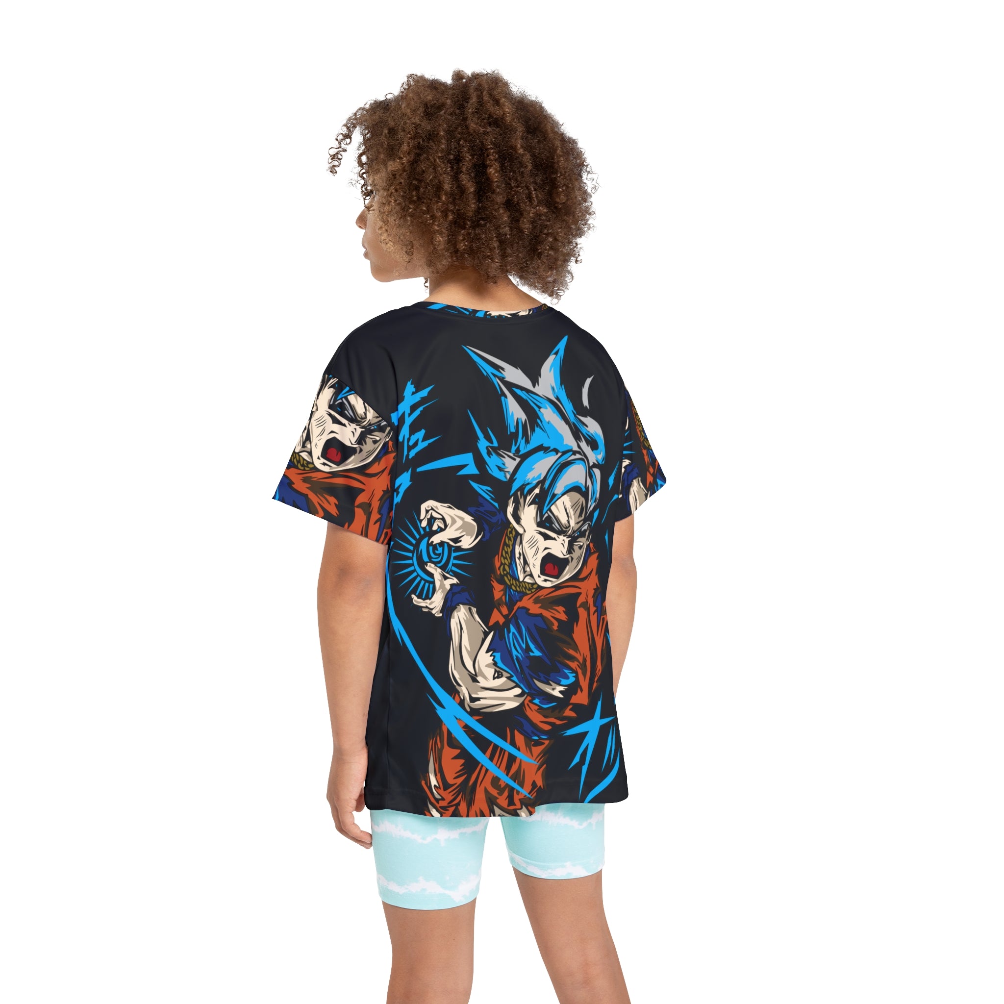 Kids Anime Power-Up Jersey — All-Over Print Super Saiyan Tee
