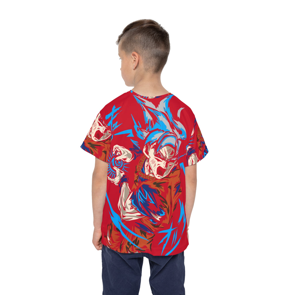 Kids Anime Power Jersey - Red All-Over Print
