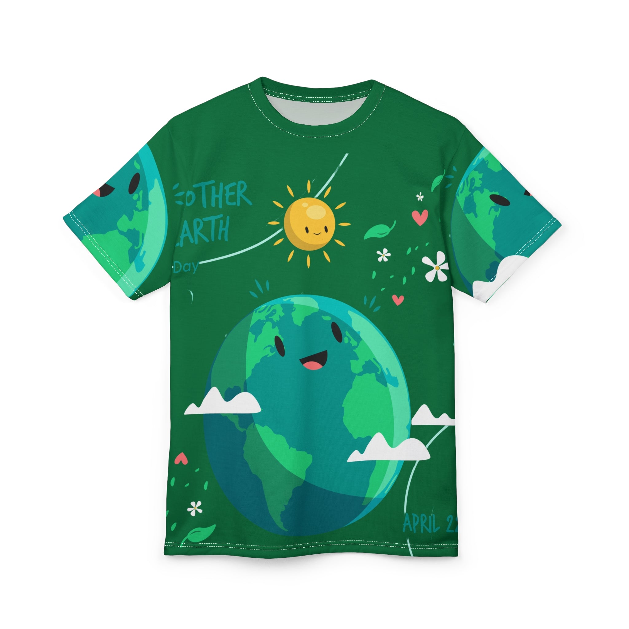 Earth Day Cute Planet T‑Shirt — Smiling Globe All‑Over Print Tee