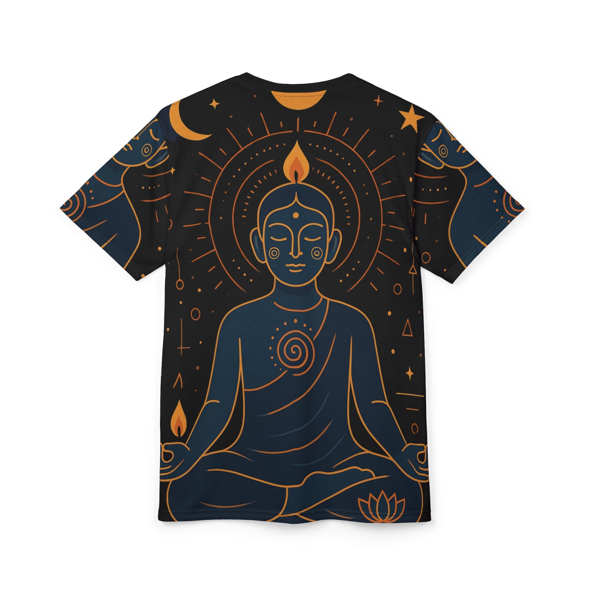 Meditation Buddha T‑Shirt — Cosmic Zen All‑Over Print Tee