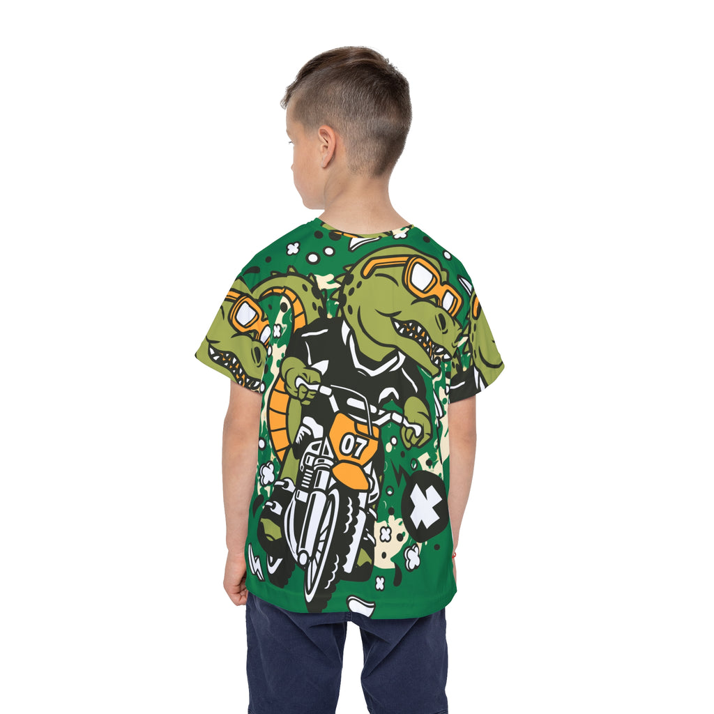 Kids Dirt Bike Jersey — Dino Motocross Graphic Tee