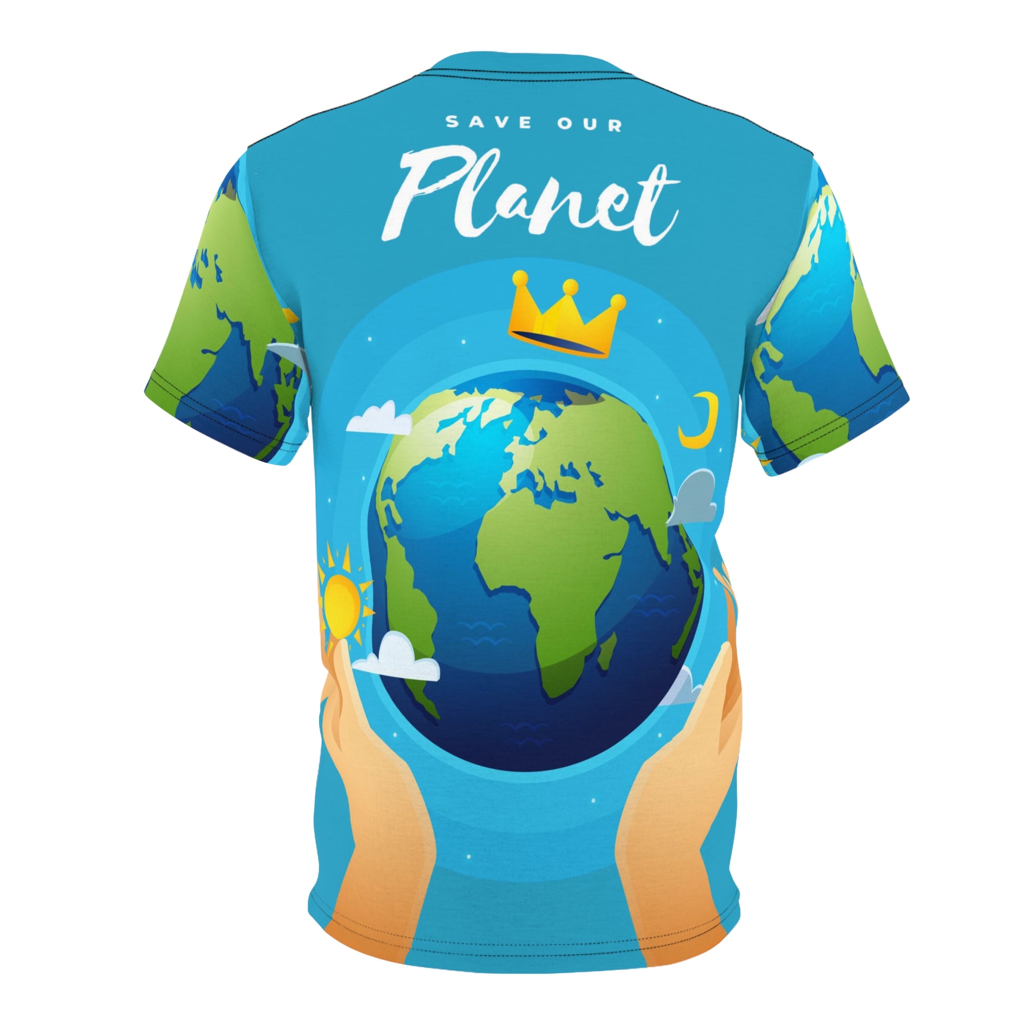 Planet Crown Graphic Tee – Earth Lover All-Over Print Shirt