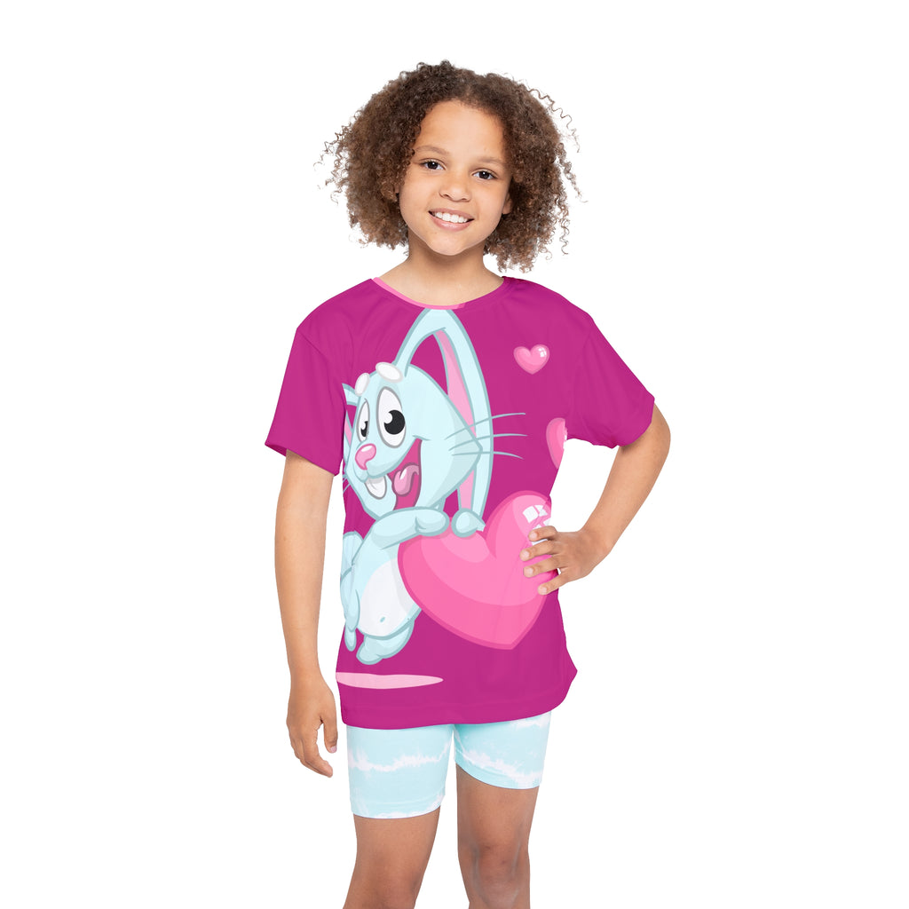 Kids Jersey — Cute Blue Bunny Holding Heart All-Over Print