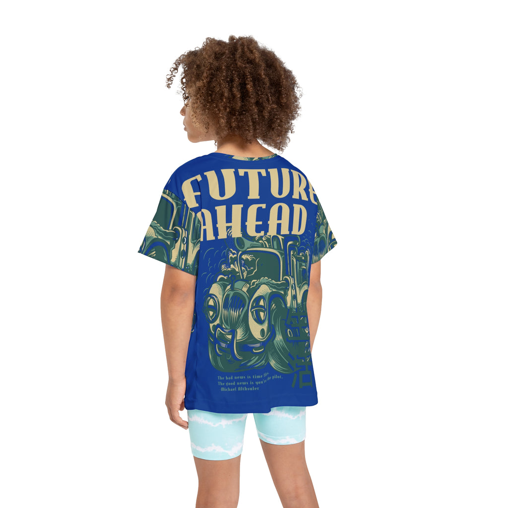 Kids Jersey — "Future Ahead" Vintage Car Graphic All-Over Print