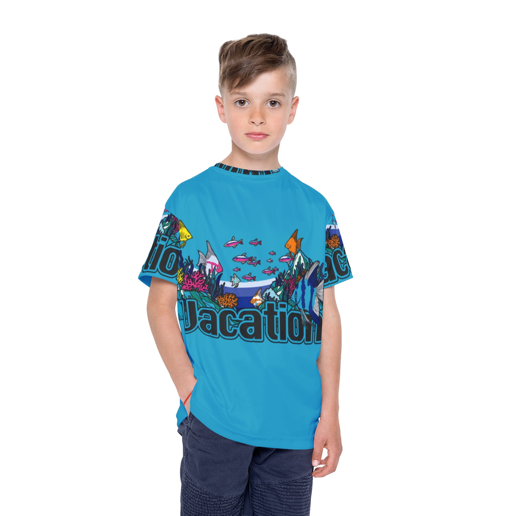 Kids Vacation Sports Jersey — Bright Ocean Reef Graphic AOP
