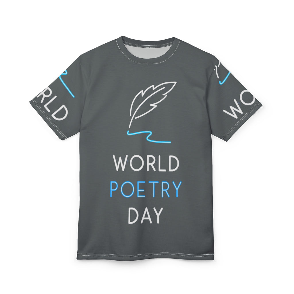 World Poetry Day Tee — Feather Quill Graphic All-Over Print