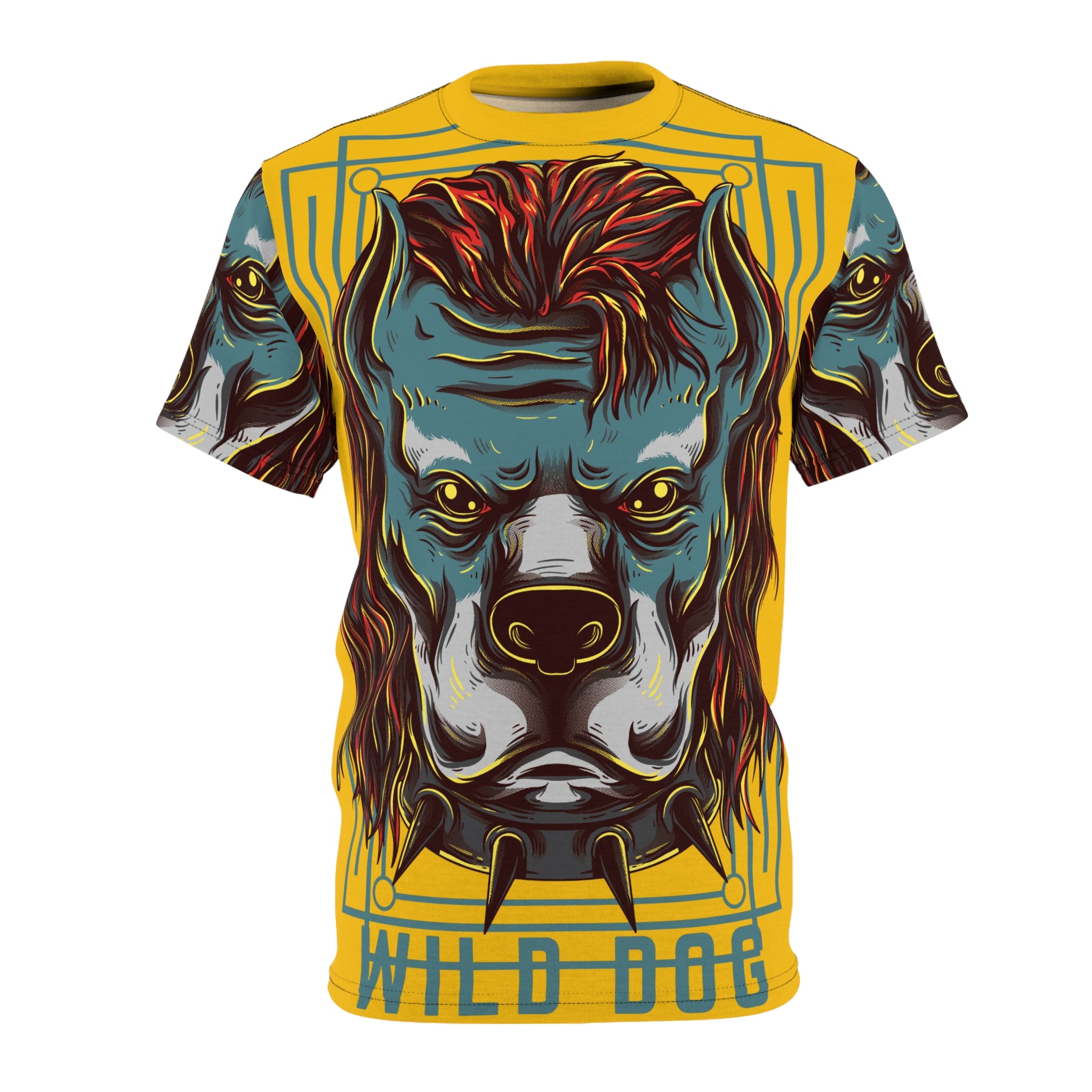 Wild Dog Graphic Tee — Bold All-Over Print Pitbull Design