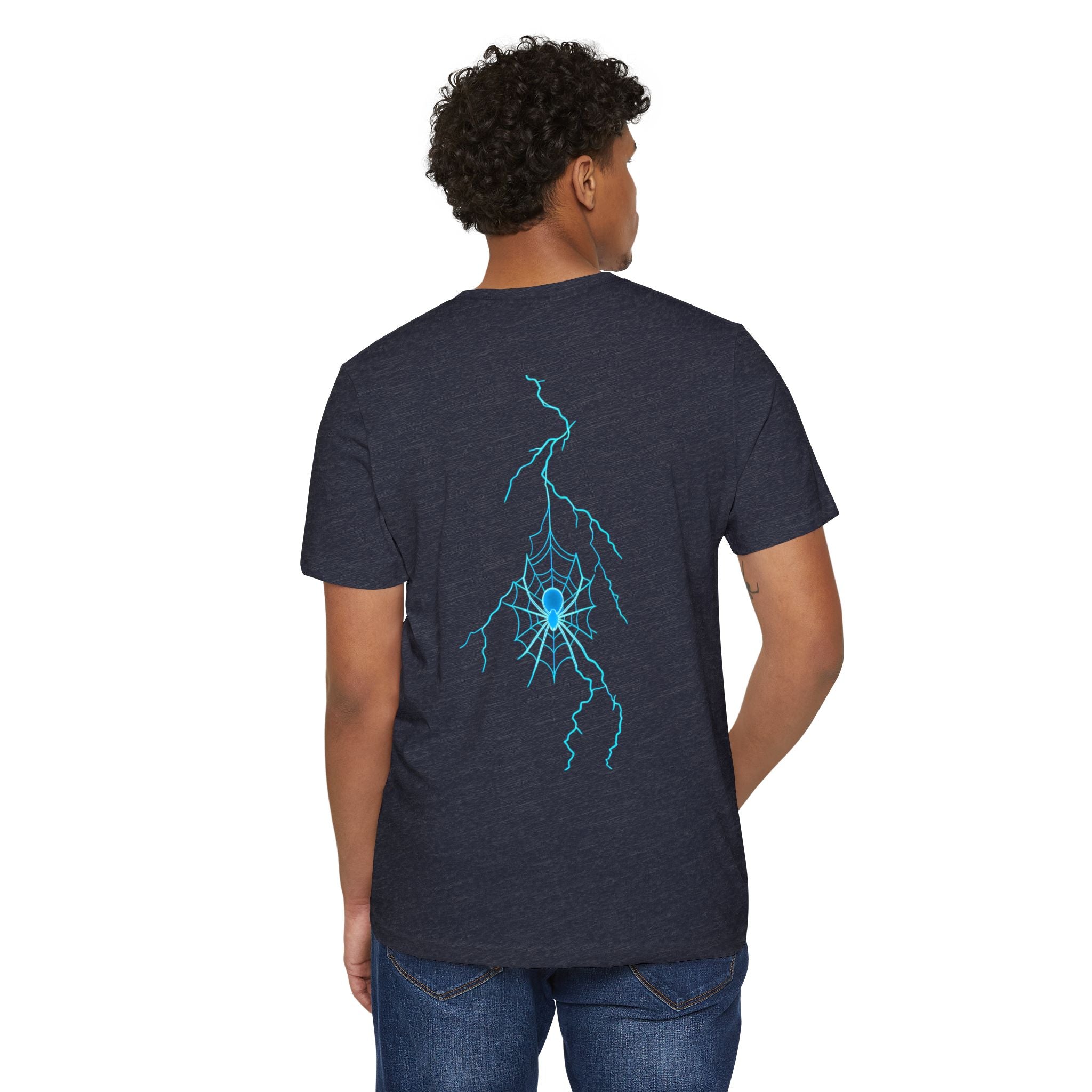 Electric Spiderweb T-Shirt — Neon Lightning Goth Graphic Tee