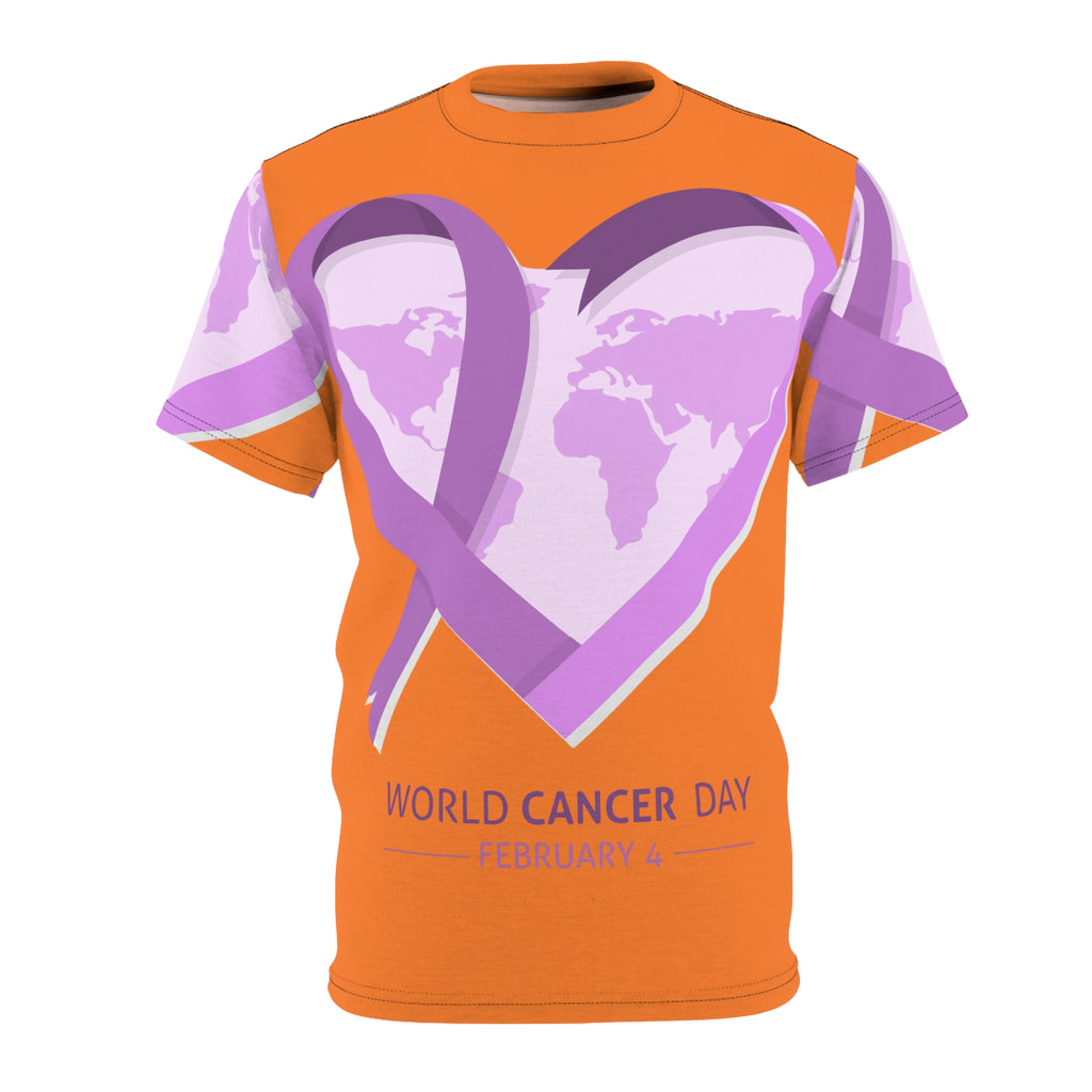World Cancer Day Tee — February 4 Purple Ribbon Heart Awareness Shirt
