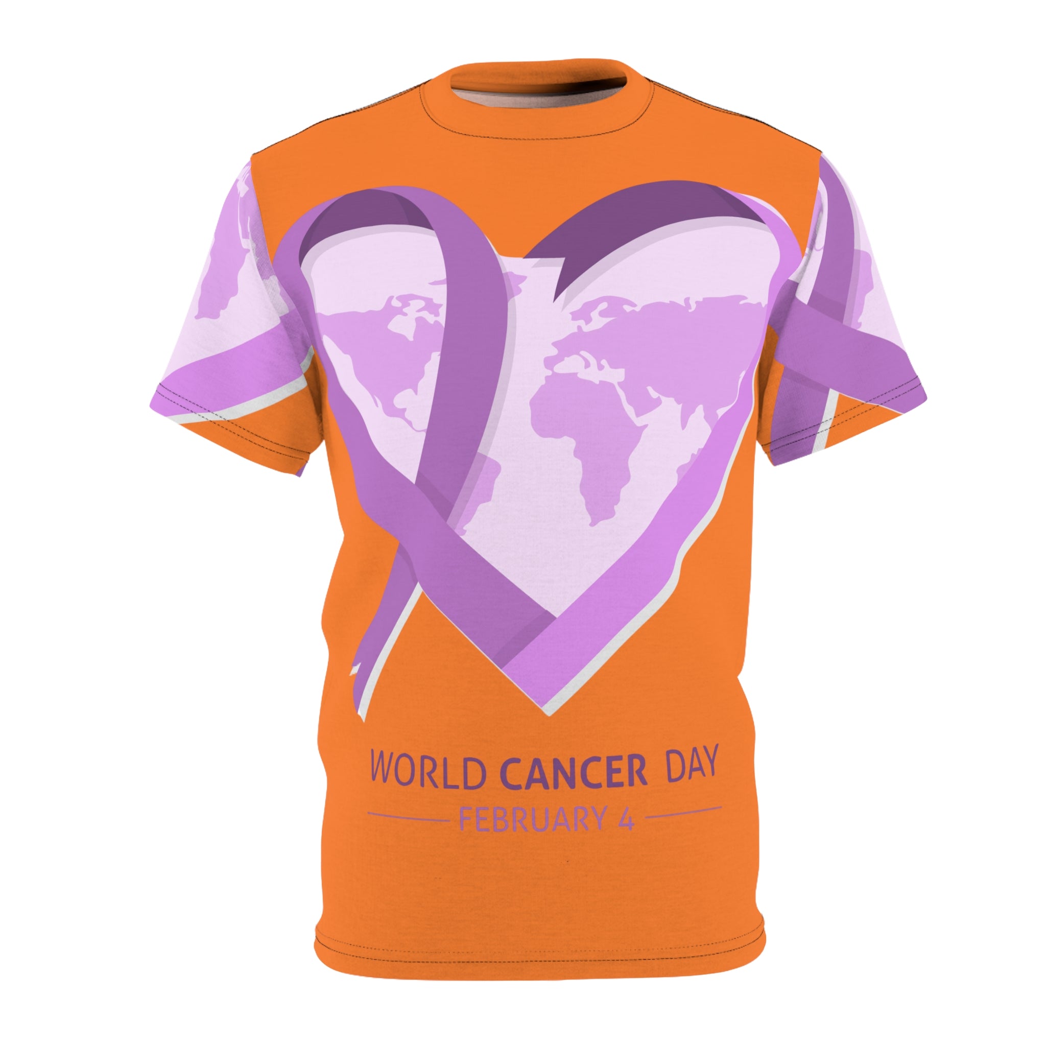 World Cancer Day Tee — February 4 Purple Ribbon Heart Awareness Shirt