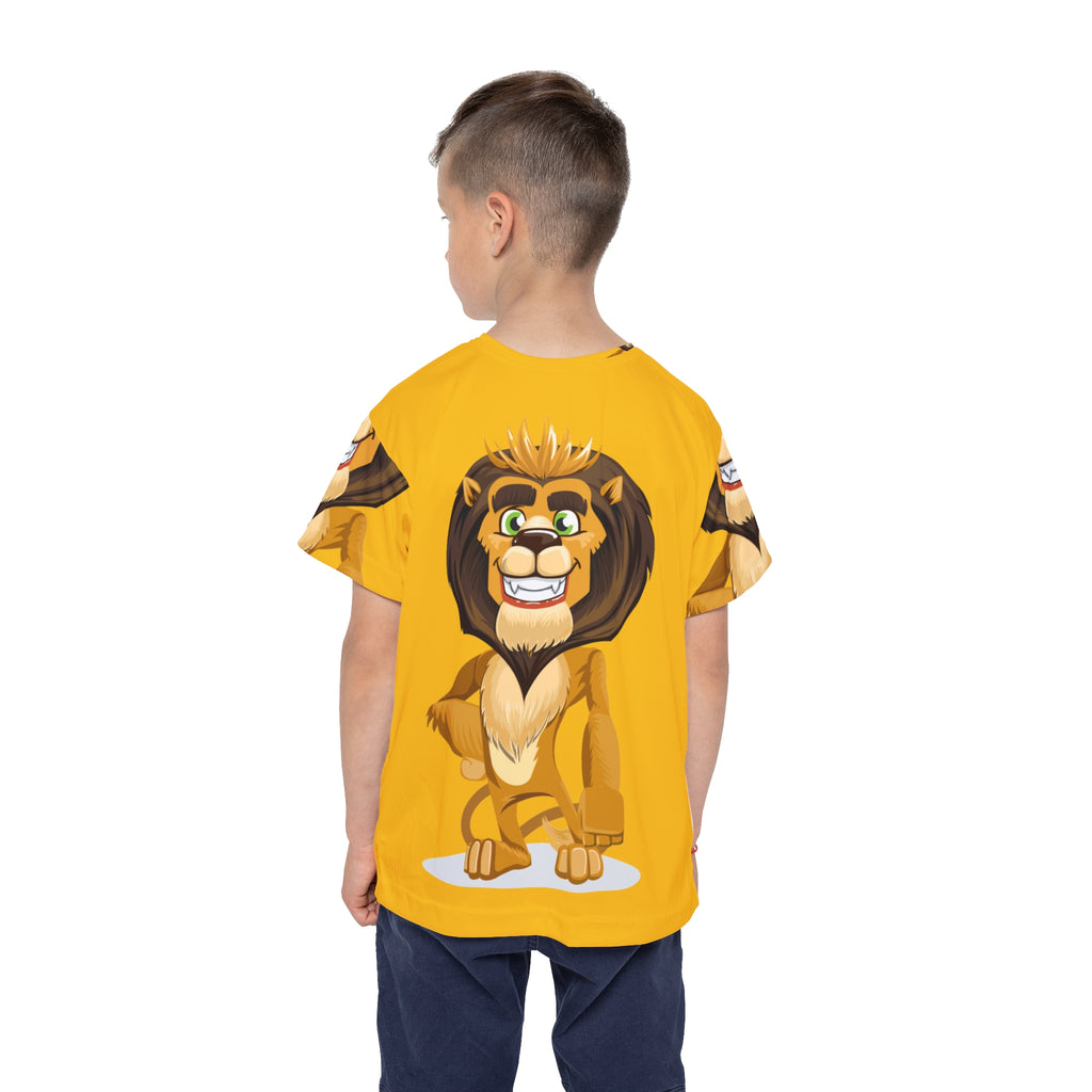 Kids Lion Sports Jersey — Yellow All-Over Print Athletic Tee