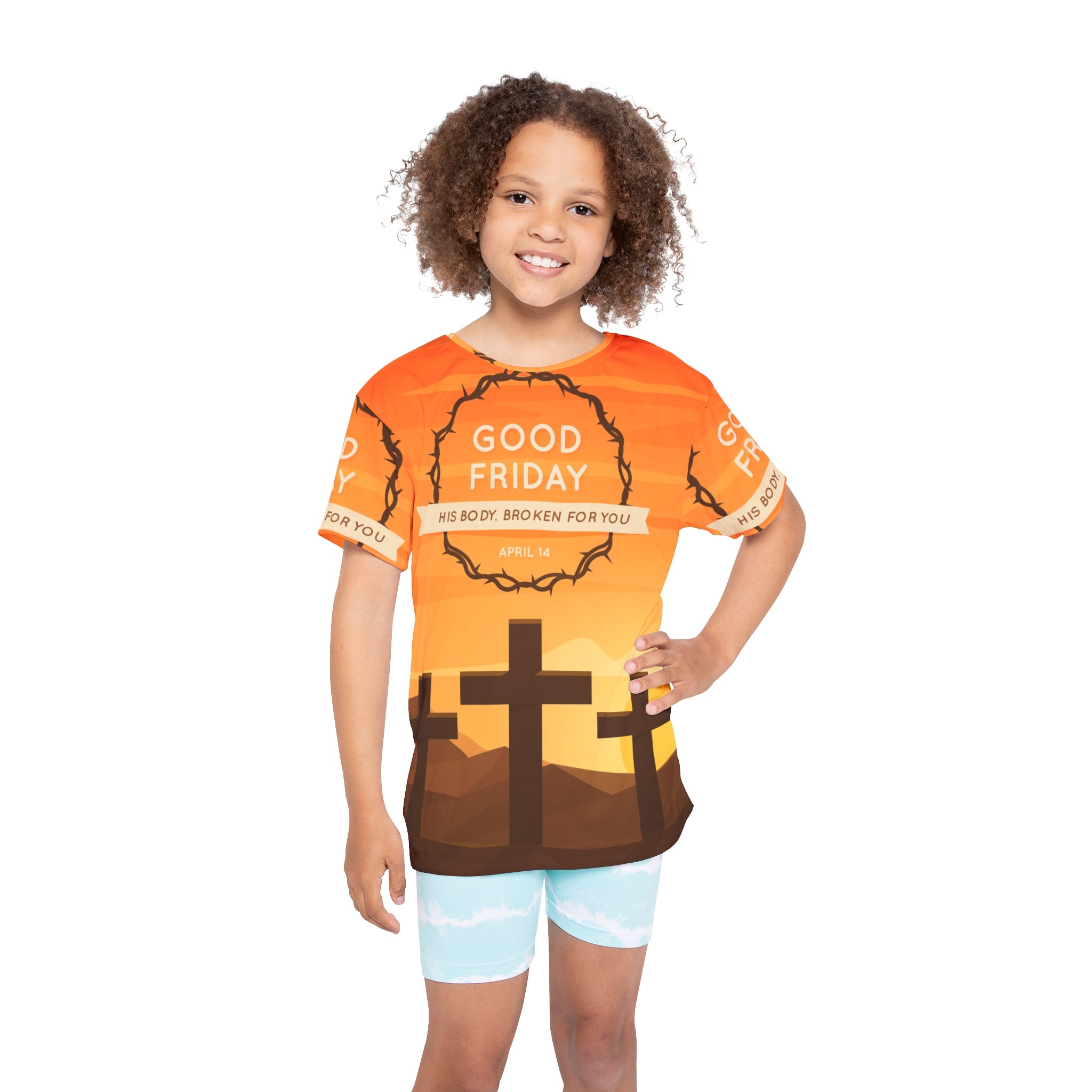 Good Friday Kids Jersey — Easter Christian Cross Graphic Tee