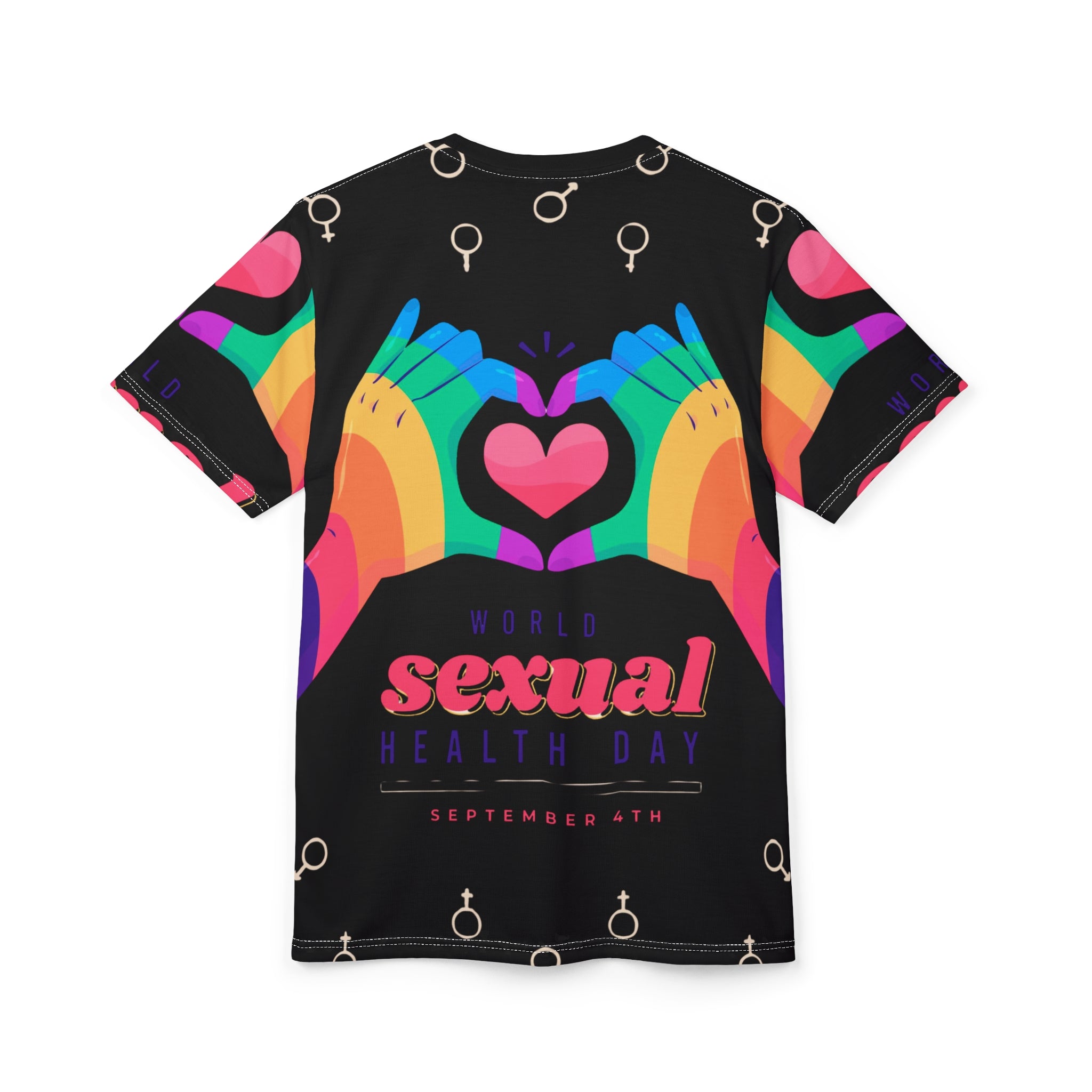 World Sexual Health Day Tee – Rainbow Heart Hands Graphic Shirt (September 4th)