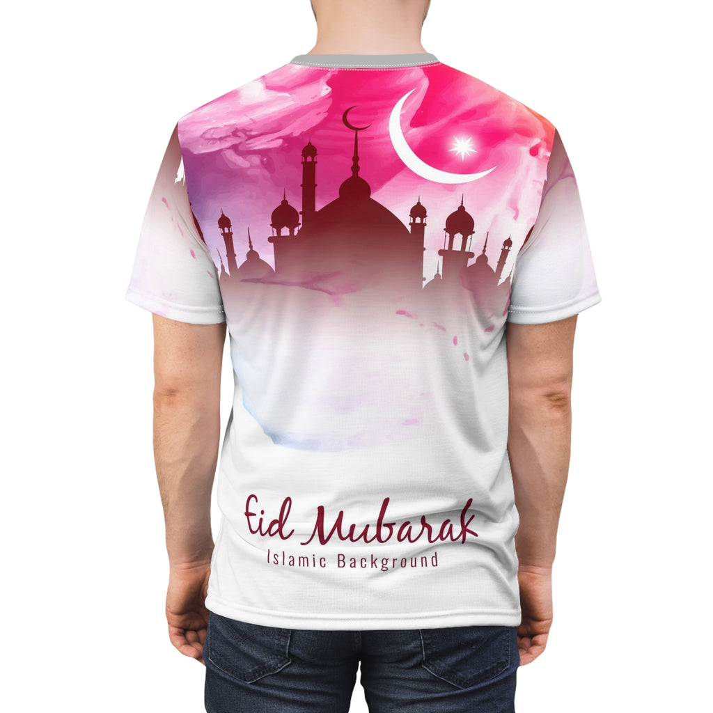 Eid Mubarak Tee - Pink Mosque Crescent All-Over Print