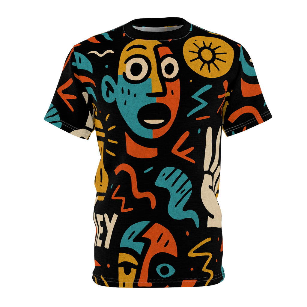 abstract doodle face shirt