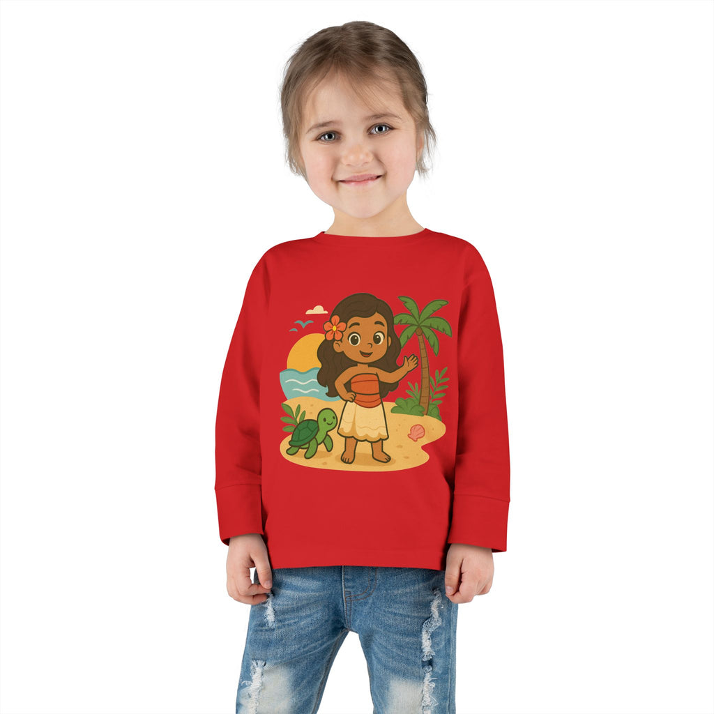 Tropical Toddler Tee, Cute Kids Shirt, Beach Vibes Long Sleeve Top, Summer Outfit for Children, Hawaiian Theme Kids Apparel