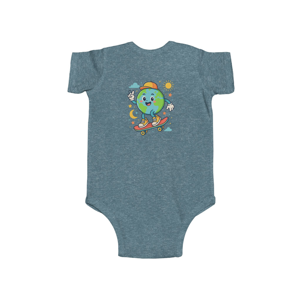 Skateboarding Earth Infant Bodysuit - Cute Baby Outfit, Eco-Friendly Gift, Toddler Apparel, Birthday Gift, New Parent Essentials