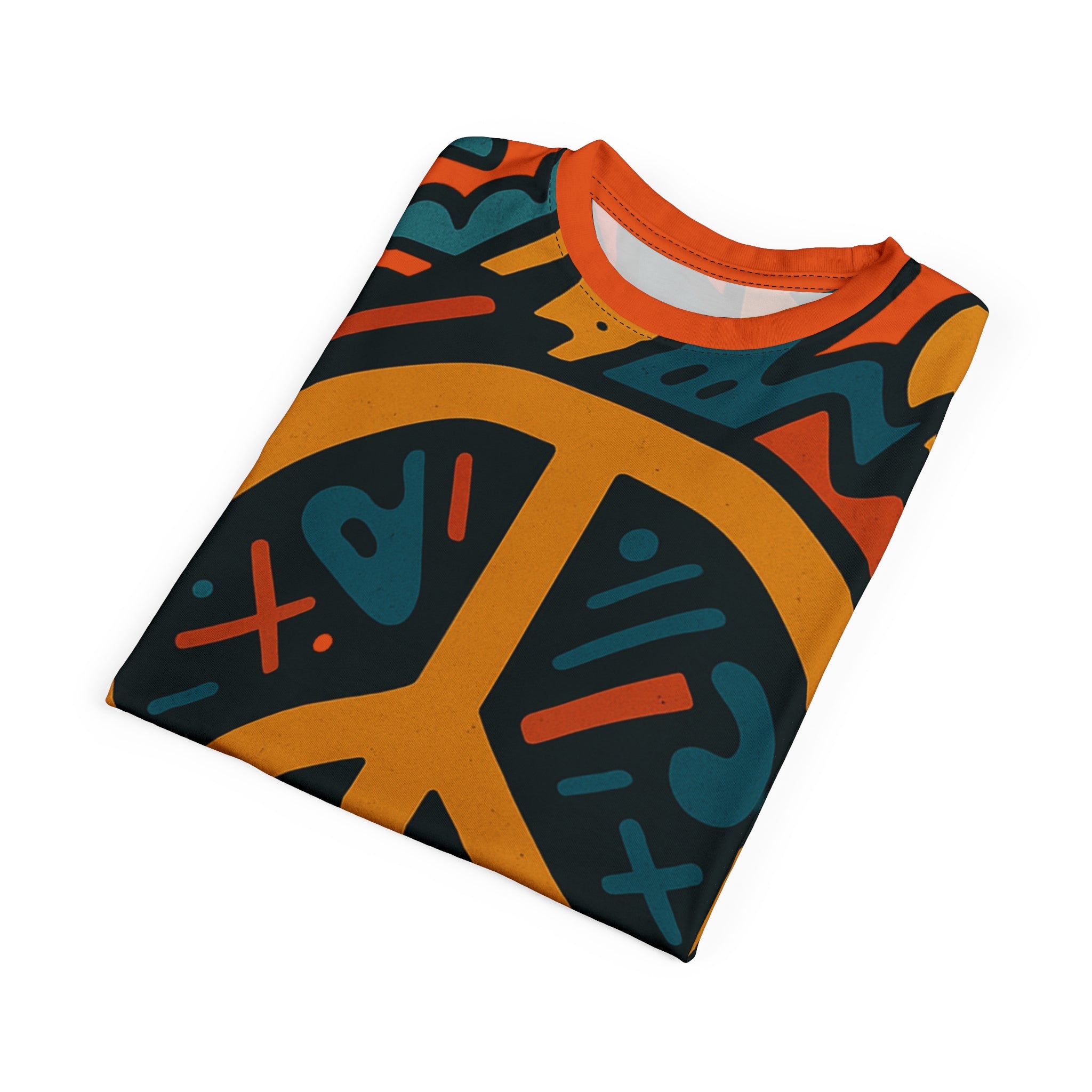 Retro Peace Sign Graphic Tee — Bold Psychedelic All-Over Print