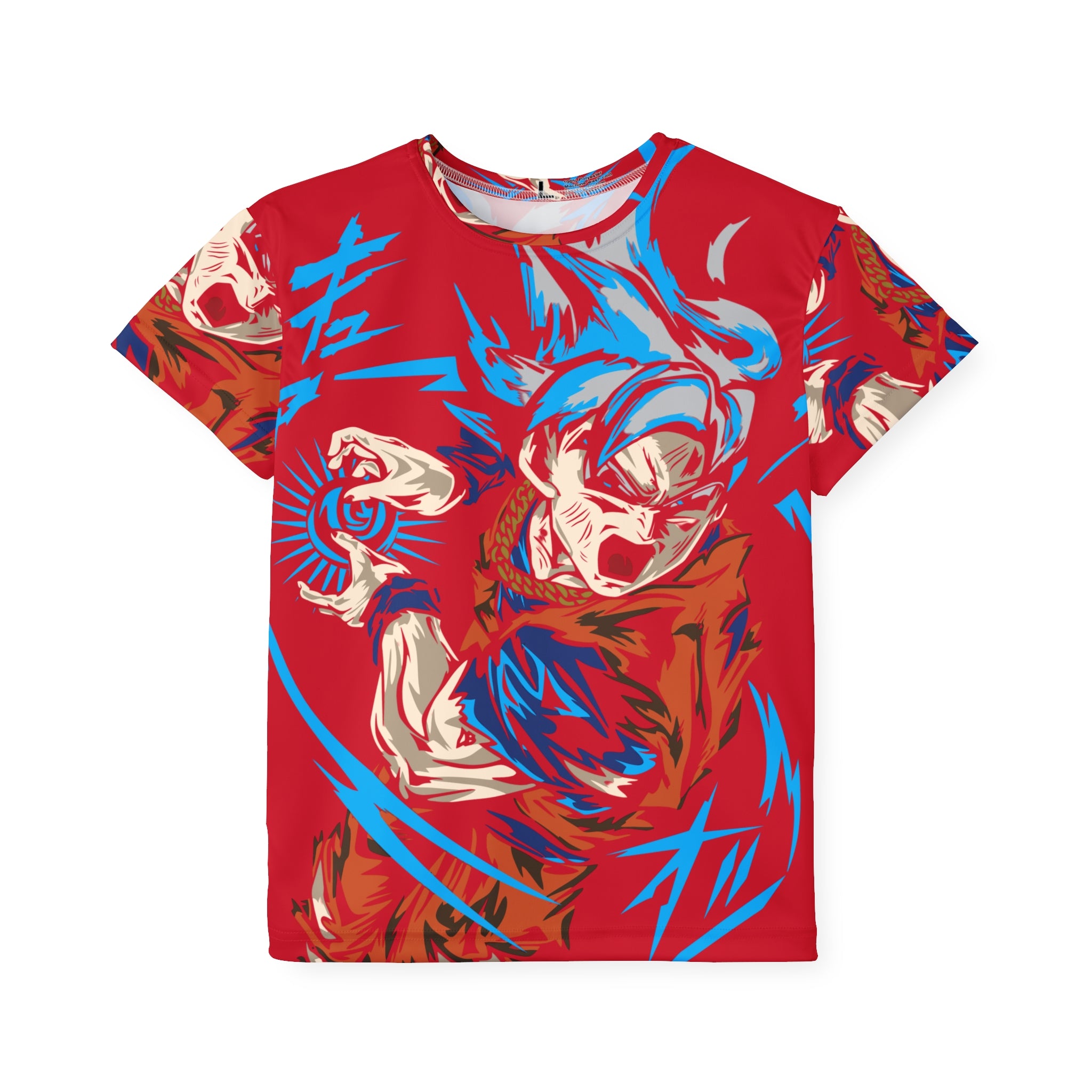 Kids Anime Power Jersey - Red All-Over Print