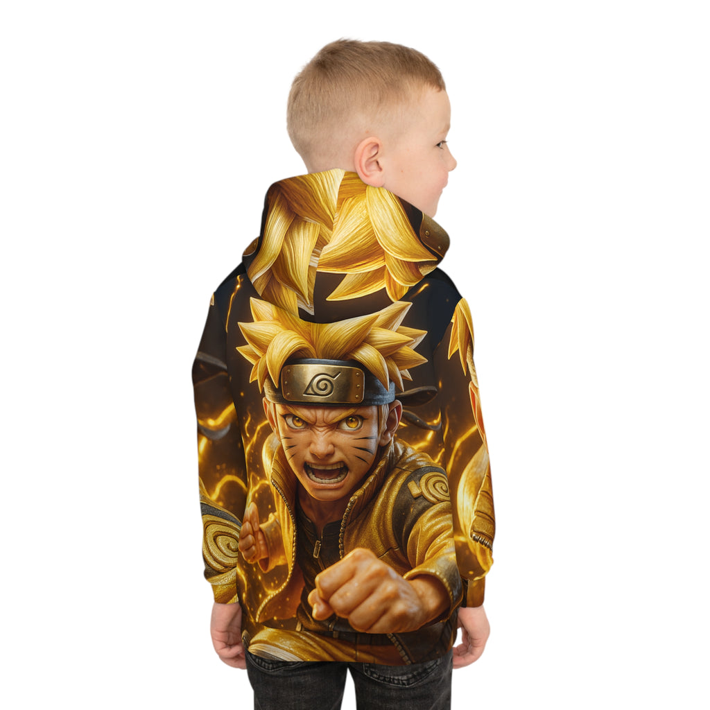 Children's Anime Hoodie — Golden Ninja Action All-Over Print