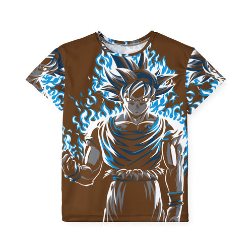 Kids Anime Power Tee — Blue Aura Warrior All-Over Print Jersey
