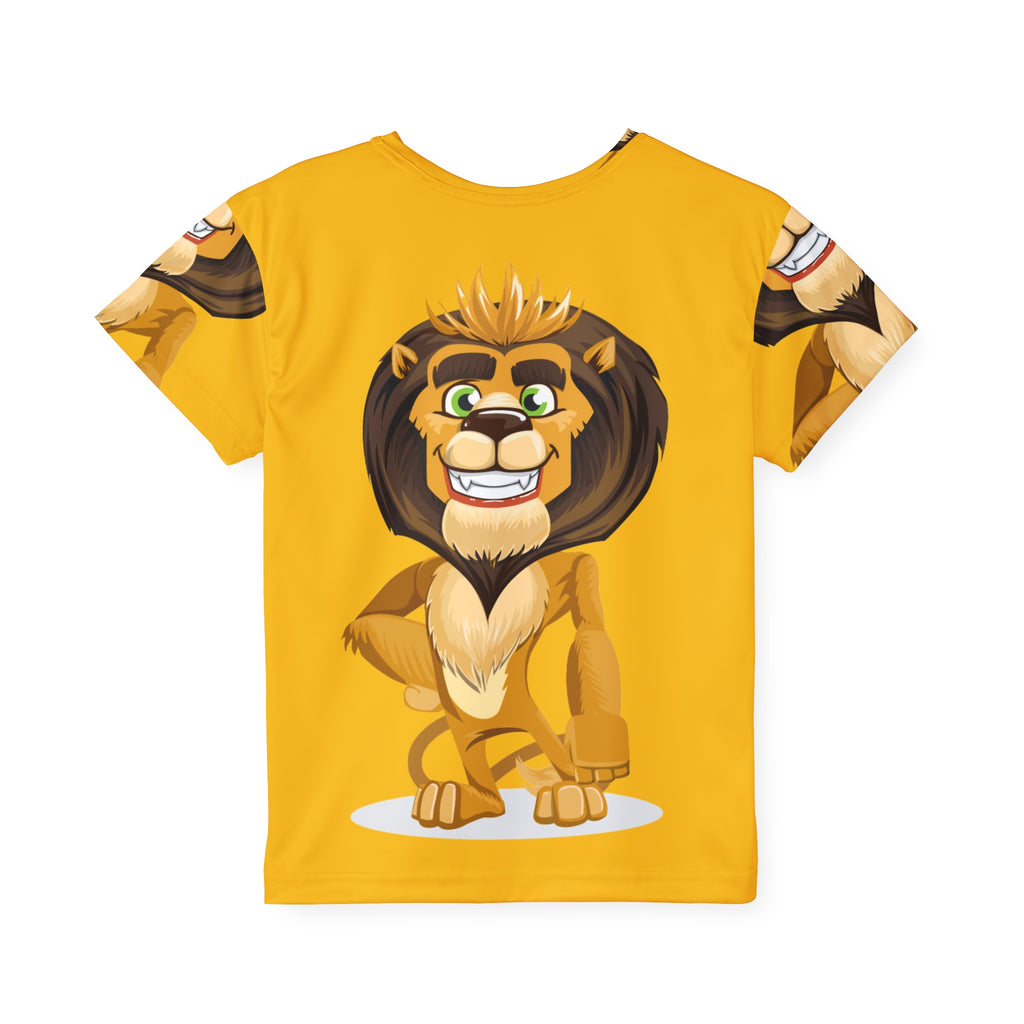 Kids Lion Sports Jersey — Yellow All-Over Print Athletic Tee