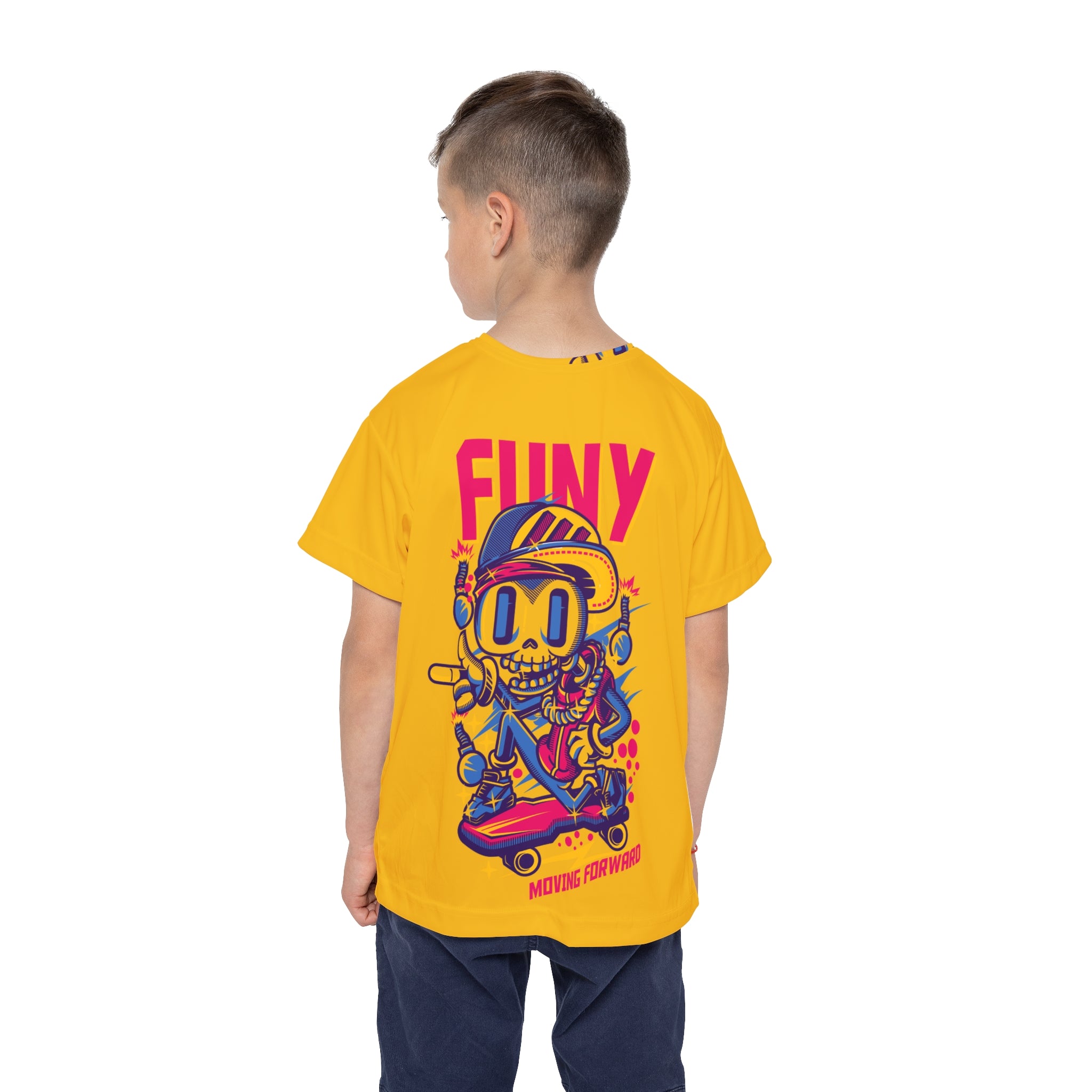 Kids Skateboard Jersey - FUNY Skull Skater "Moving Forward" Graphic Tee