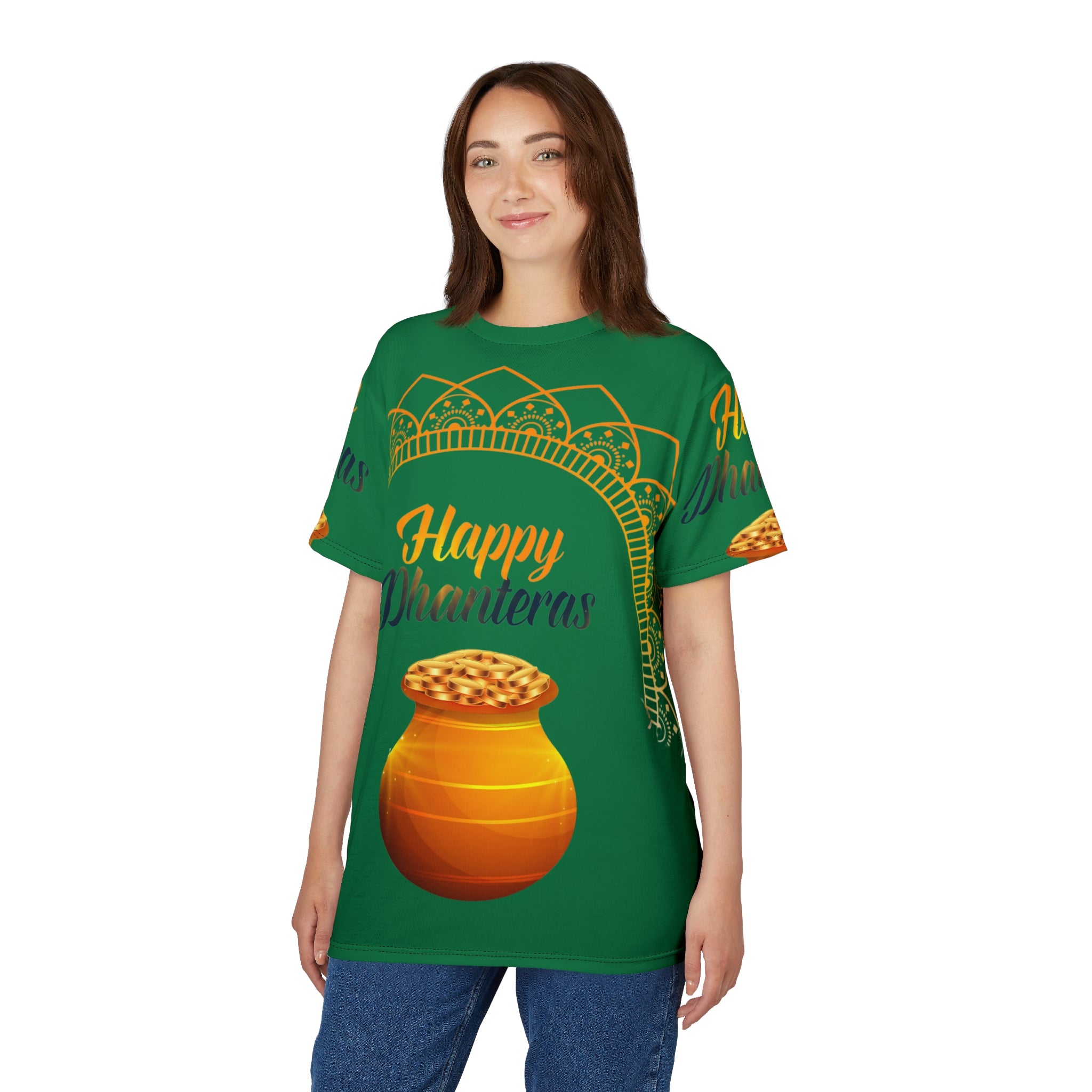 Dhanteras Celebration Tee — "Happy Dhanteras" Pot Design