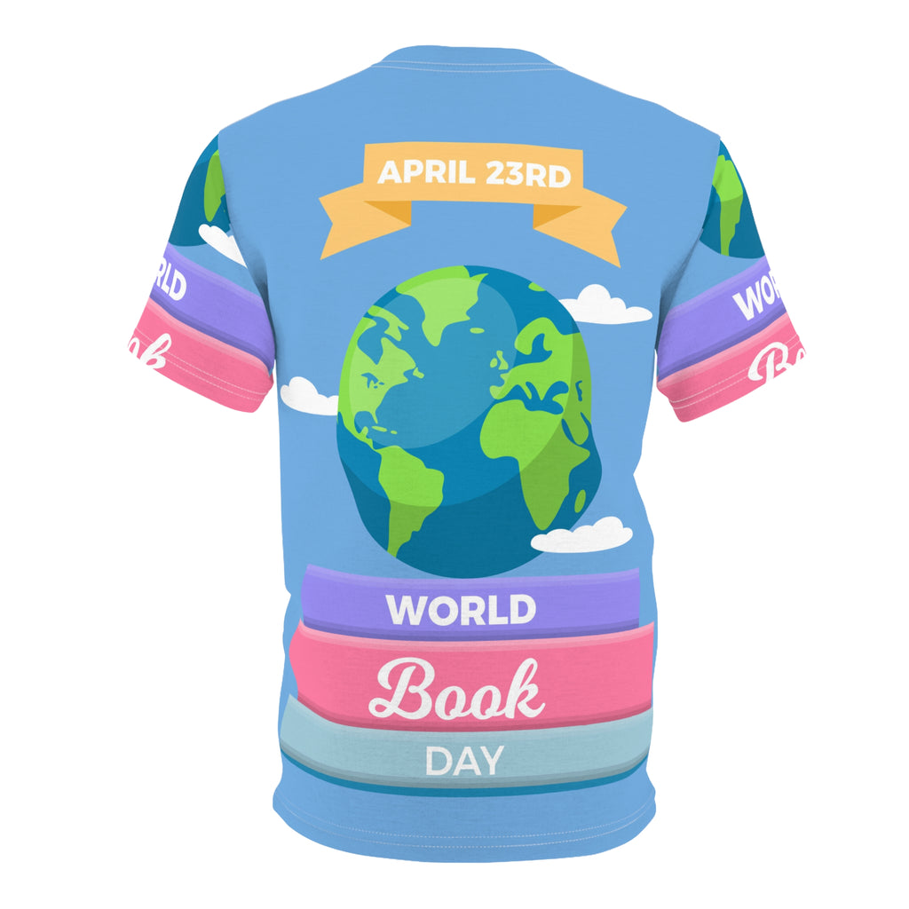 World Book Day Tee — April 23rd Illustrated Globe & Books Shirt