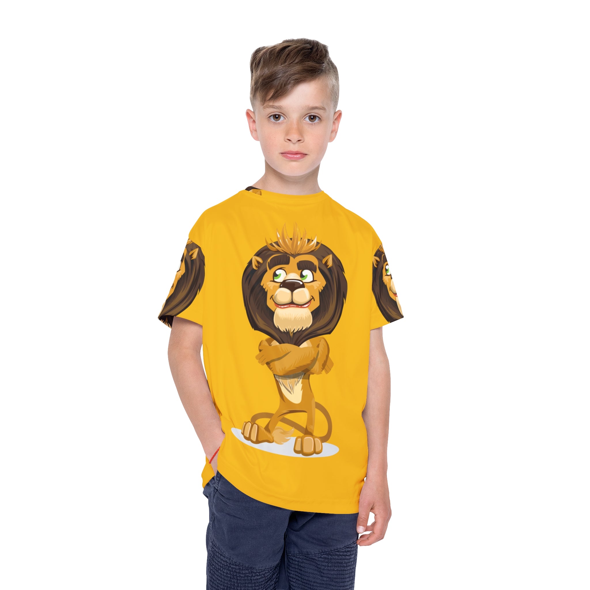 Kids Lion Sports Jersey — Yellow All-Over Print