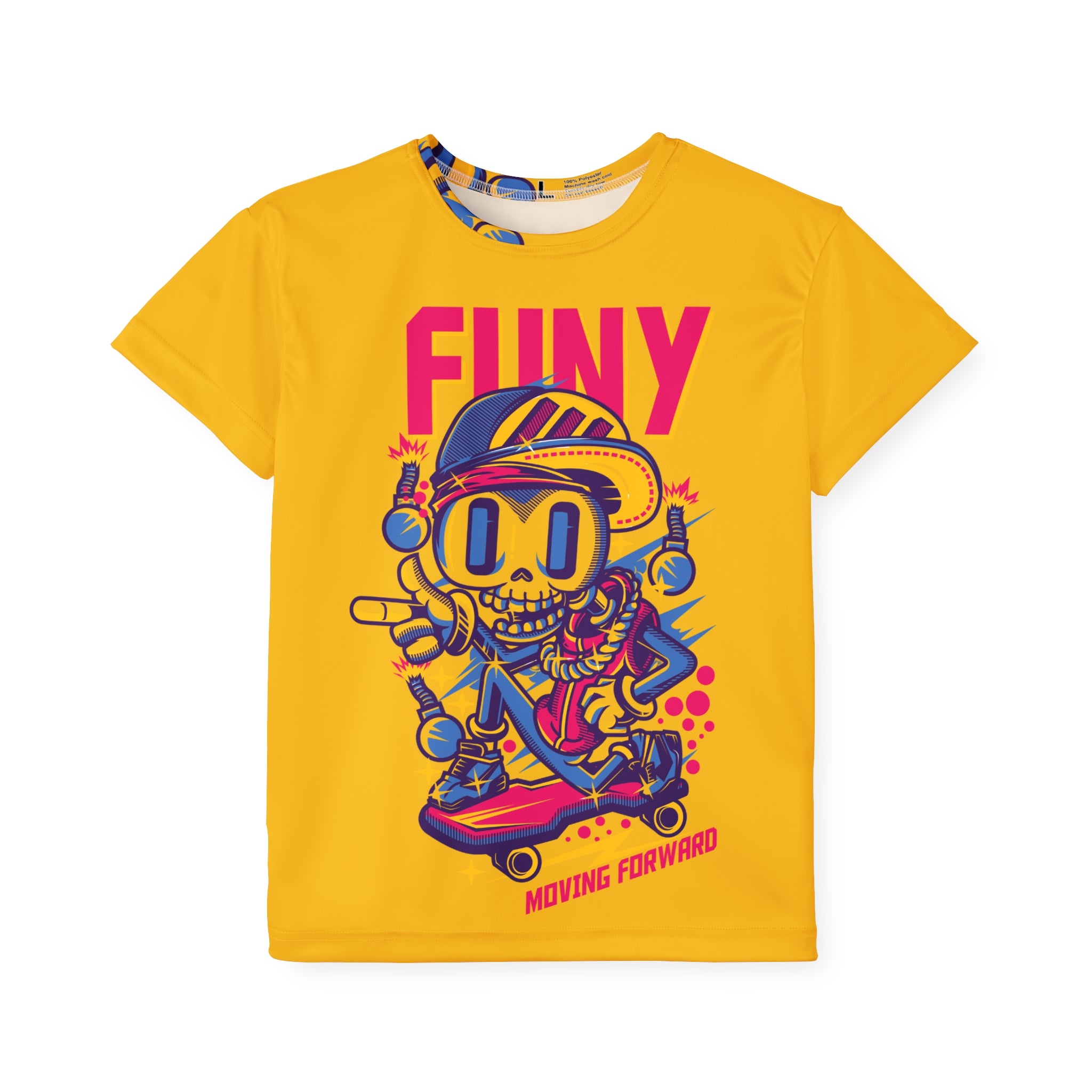 Kids Skateboard Jersey - FUNY Skull Skater "Moving Forward" Graphic Tee