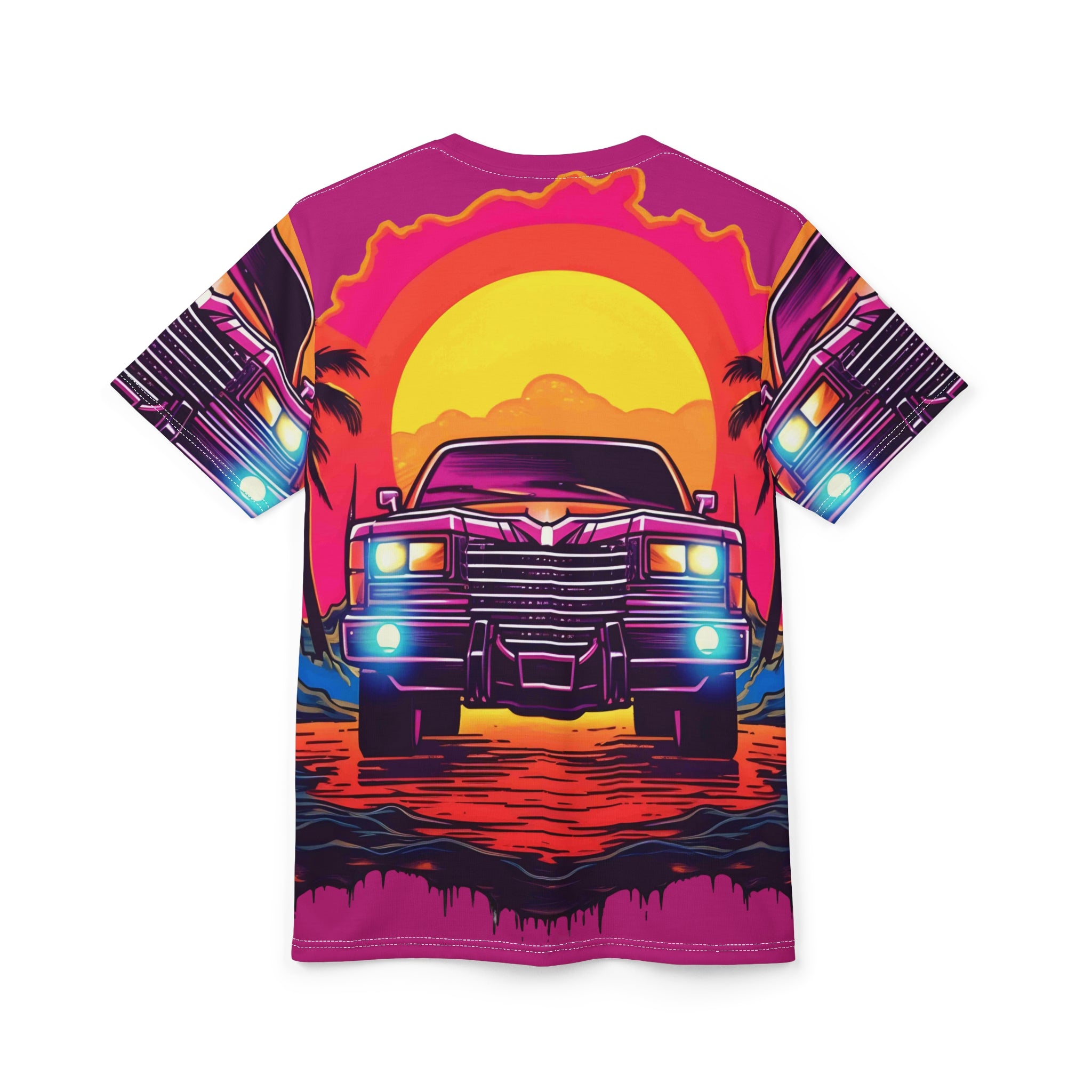 Retro Sunset Graphic Tee - Unisex AOP T-Shirt