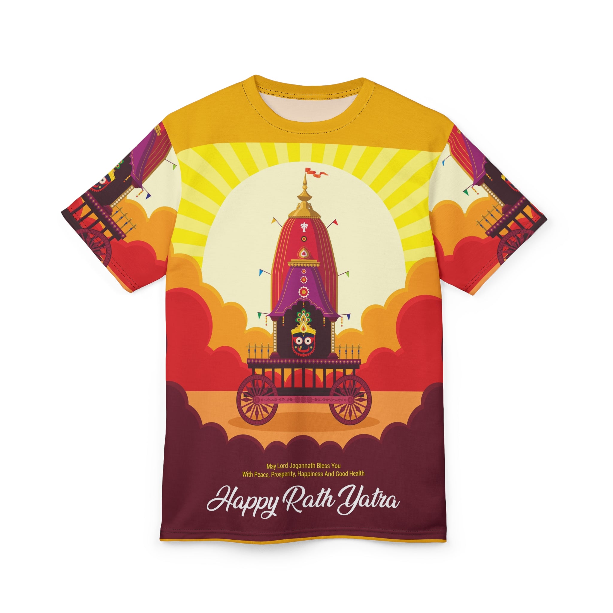 Rath Yatra Festival Tee – "Happy Rath Yatra" All-Over Print