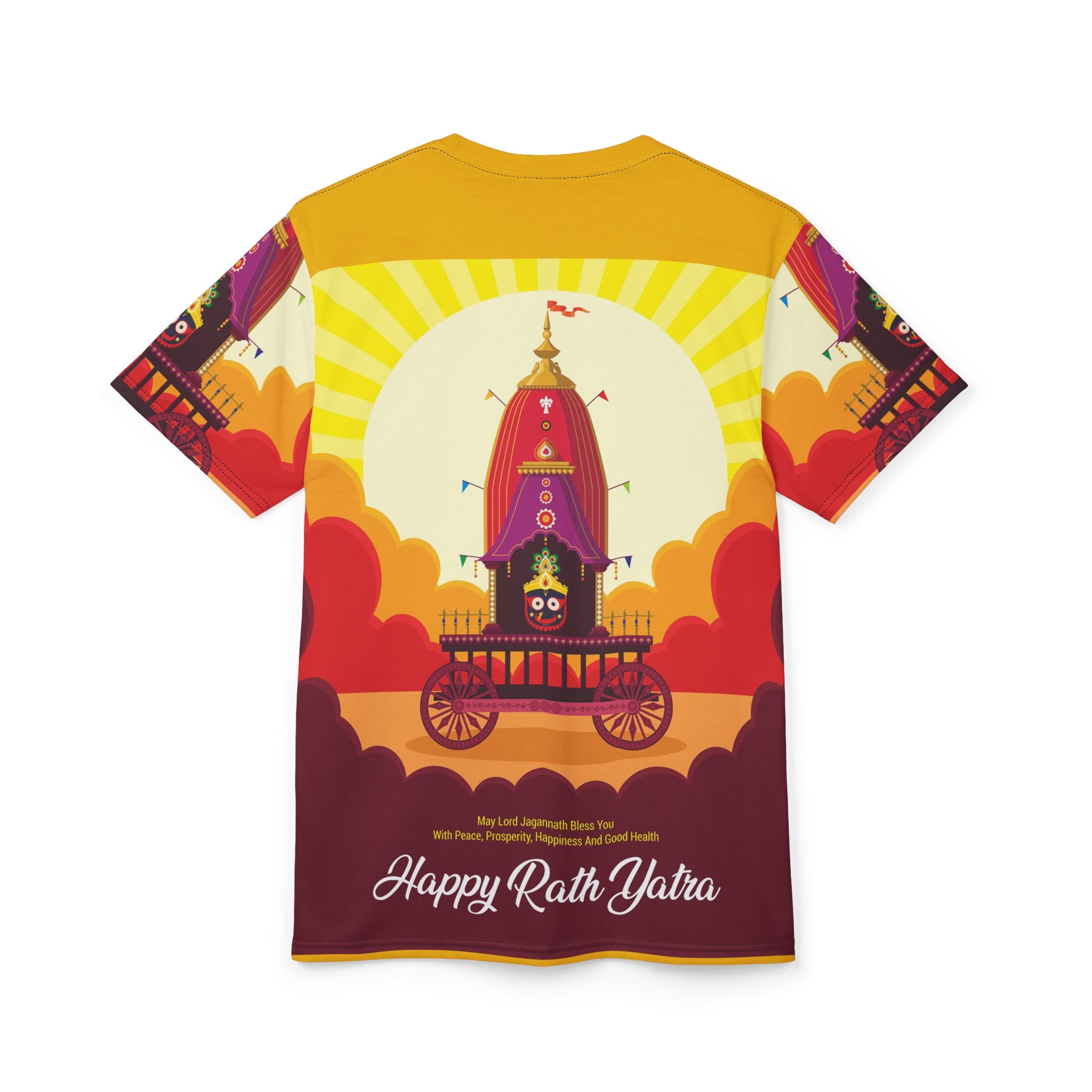 Rath Yatra Festival Tee – "Happy Rath Yatra" All-Over Print