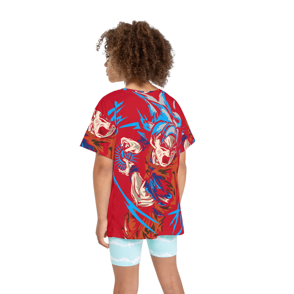 Kids Anime Power Jersey - Red All-Over Print