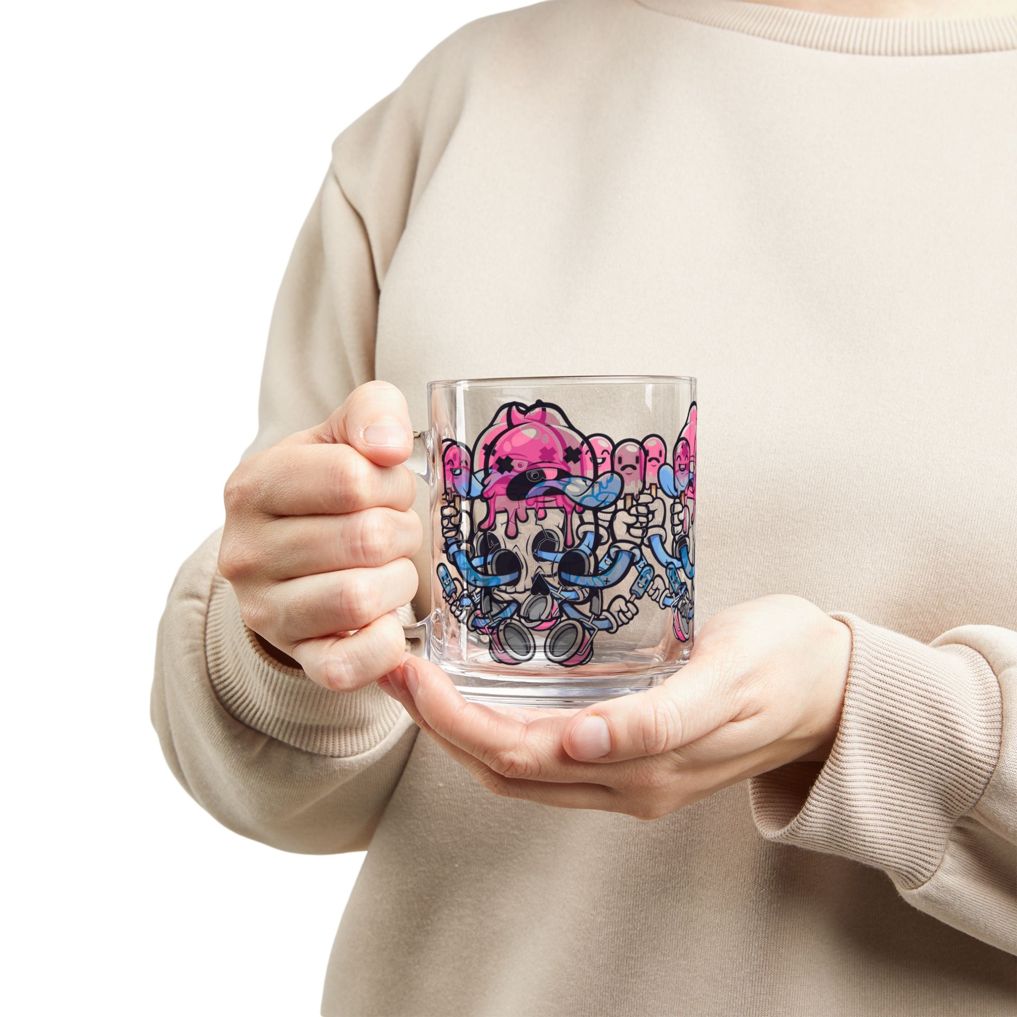 Skull & Popsicle Glass Mug — 10oz Artistic Clear Coffee Cup
